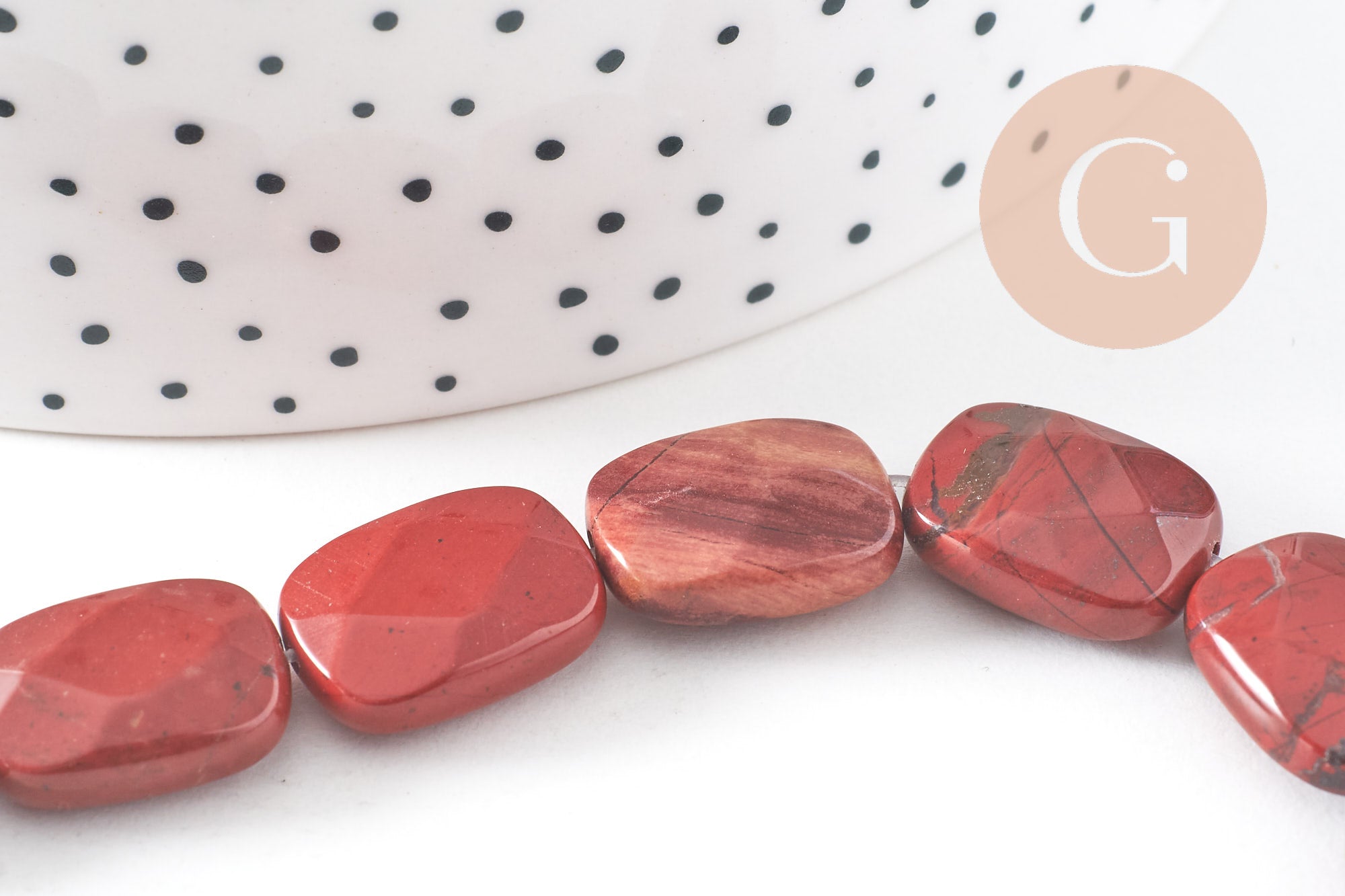 Gingerlily Jaspe Rouge Rectangle 12mm Fil 21cm Perles