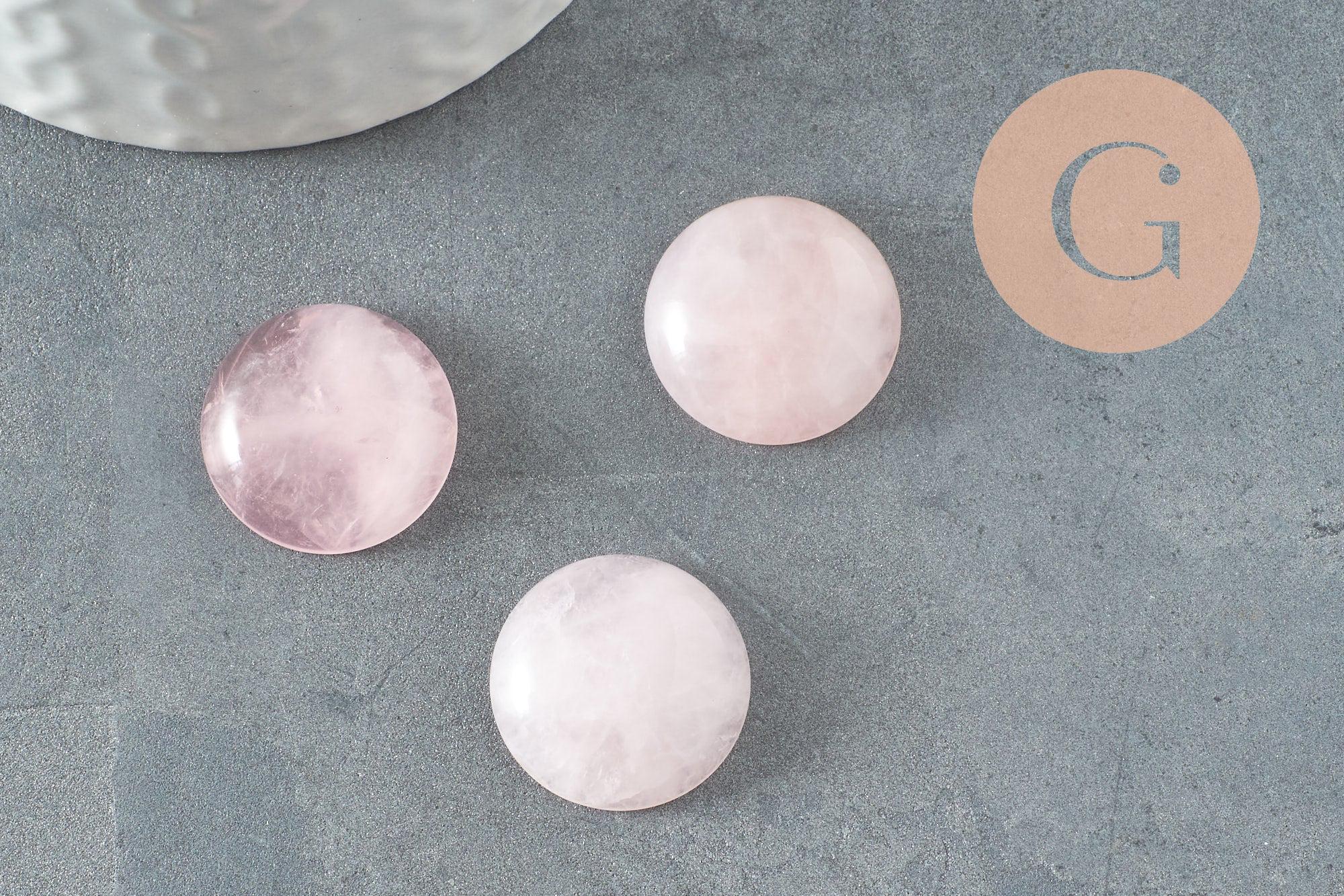 Gingerlily Cabochon quartz rose G9612 rond 20mm x1