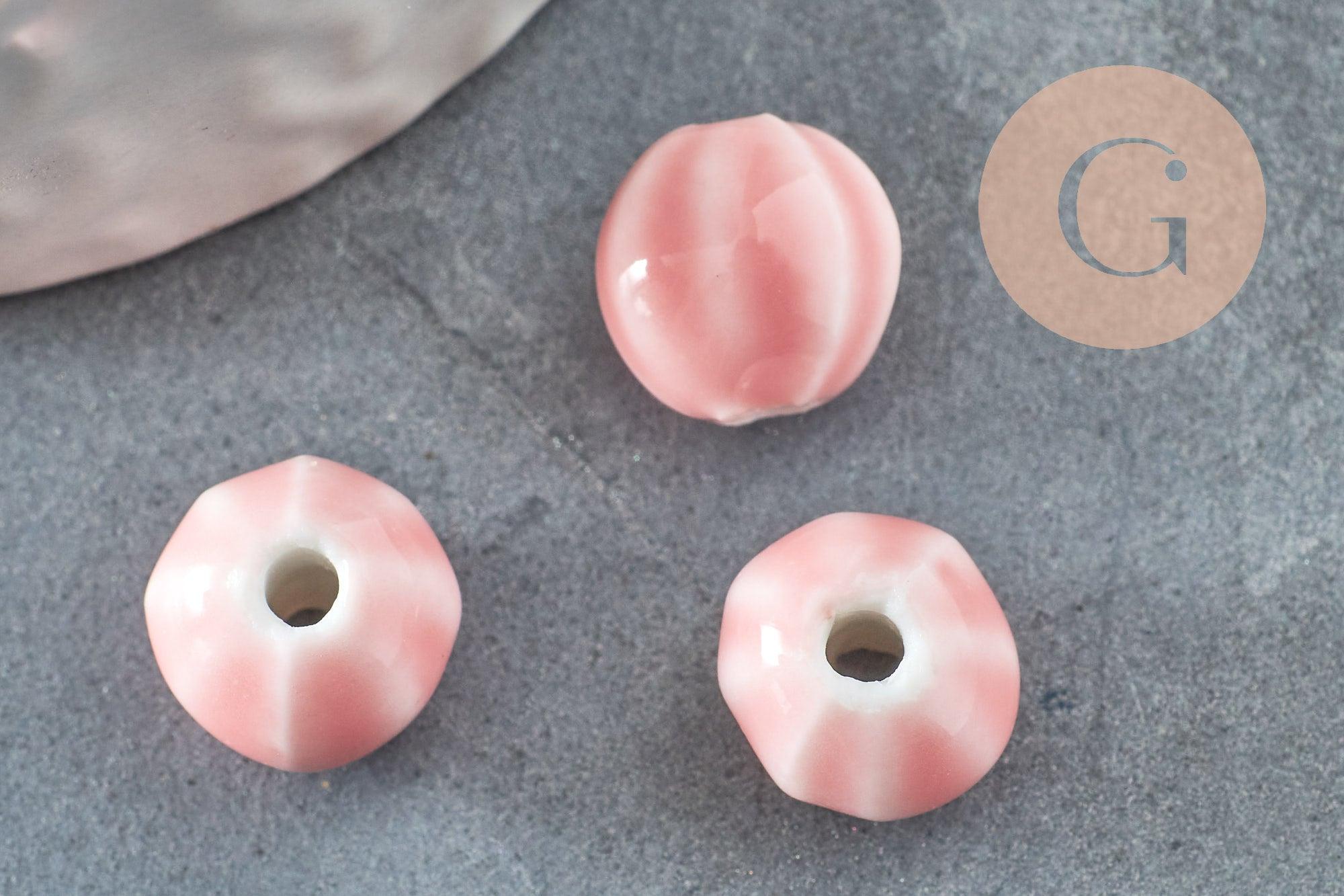 Gingerlily Perles DIY Perle ronde porcelaine rose 11mm x10