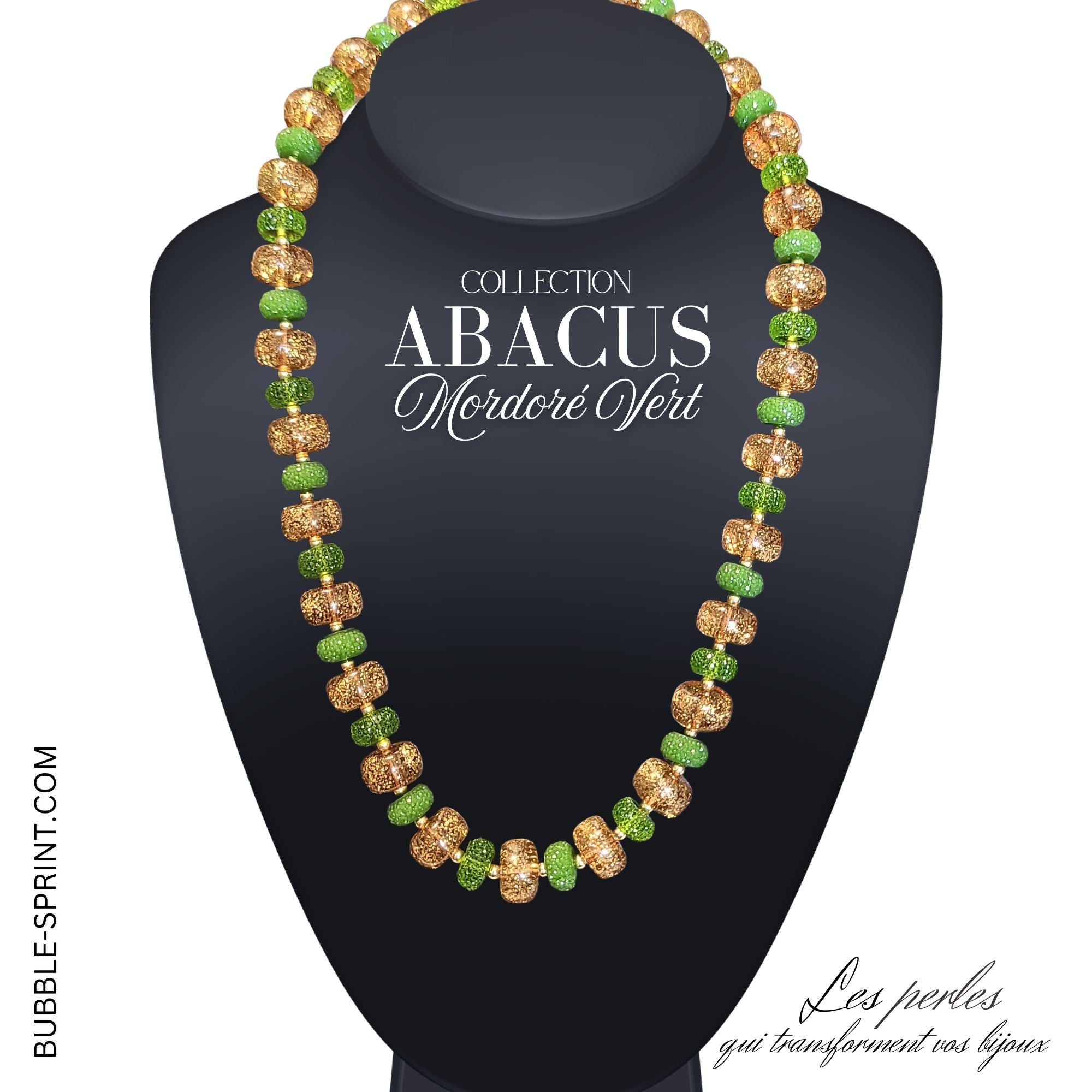 ARTSHOP Abacus collier mordoré vert monté 54 cm