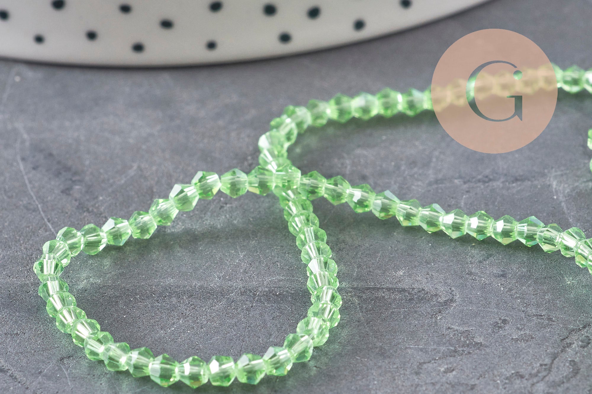 Gingerlily Perles pour bijoux DIY toupies G11111 vert transparent 3mm fil