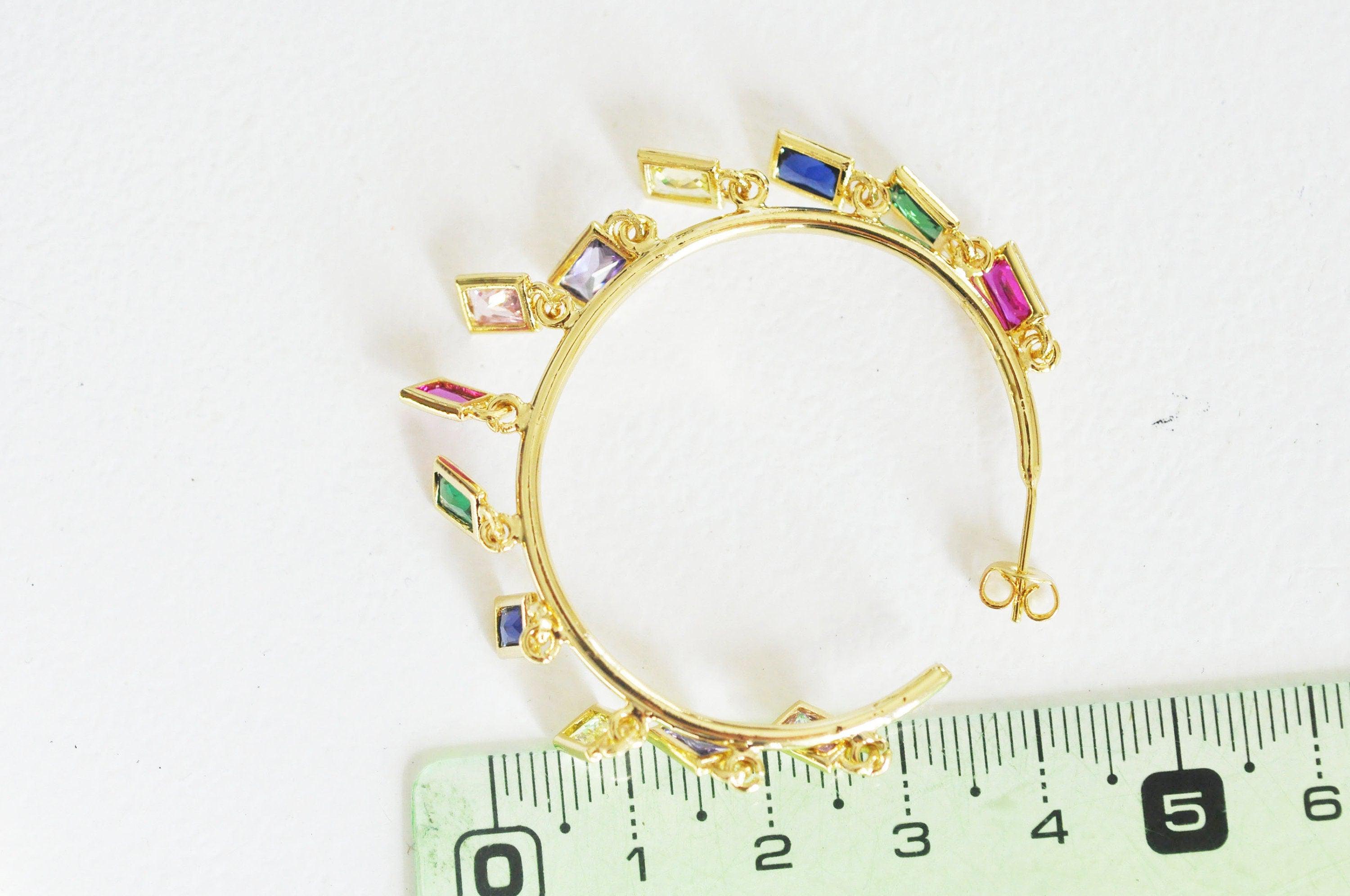 Gingerlily Perles G018 créoles laiton doré multicolore 51mm