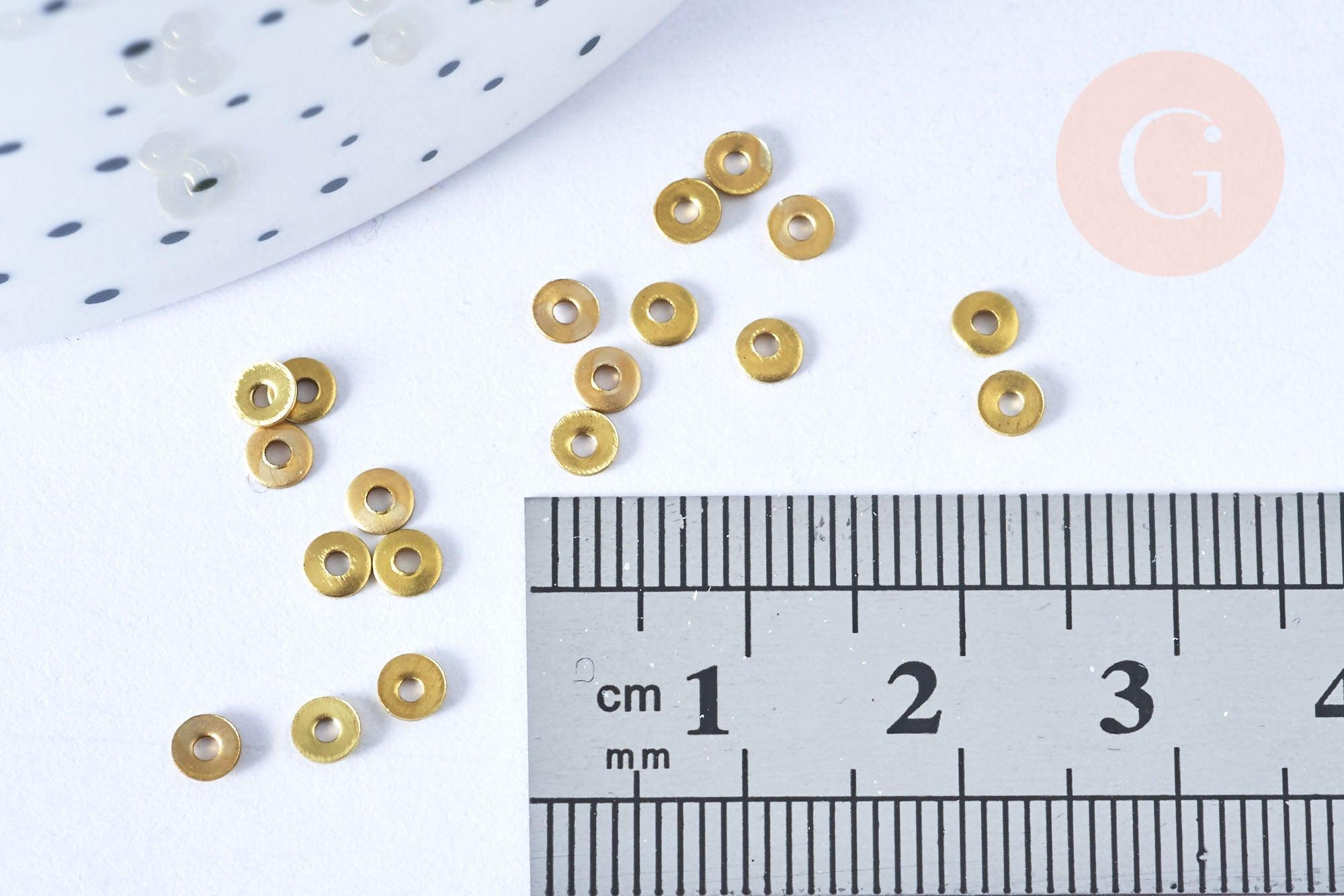 Gingerlily Perles intercalaires rondelles laiton brut 2,1mm x20