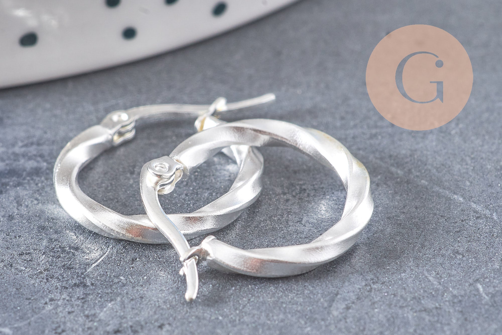 Gingerlily Créoles torsadées G6807 boucles acier argenté 21mm