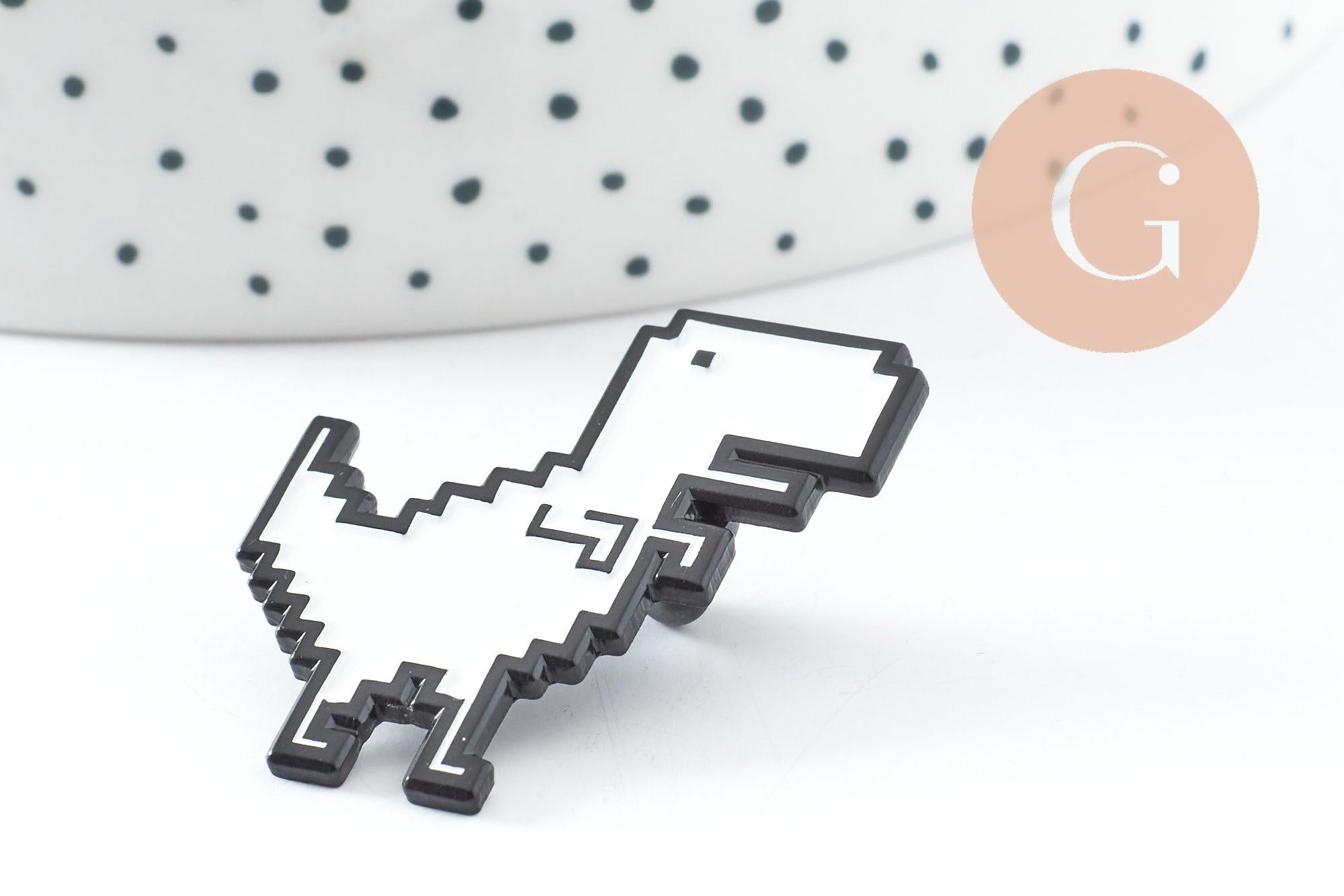Gingerlily Broches pin's G9741 pin's dinosaure pixel doré 33mm