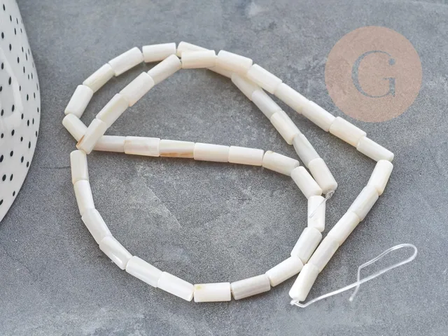 Gingerlily Perles pour bijoux DIY G9042 perle tube nacre blanche 8x4mm