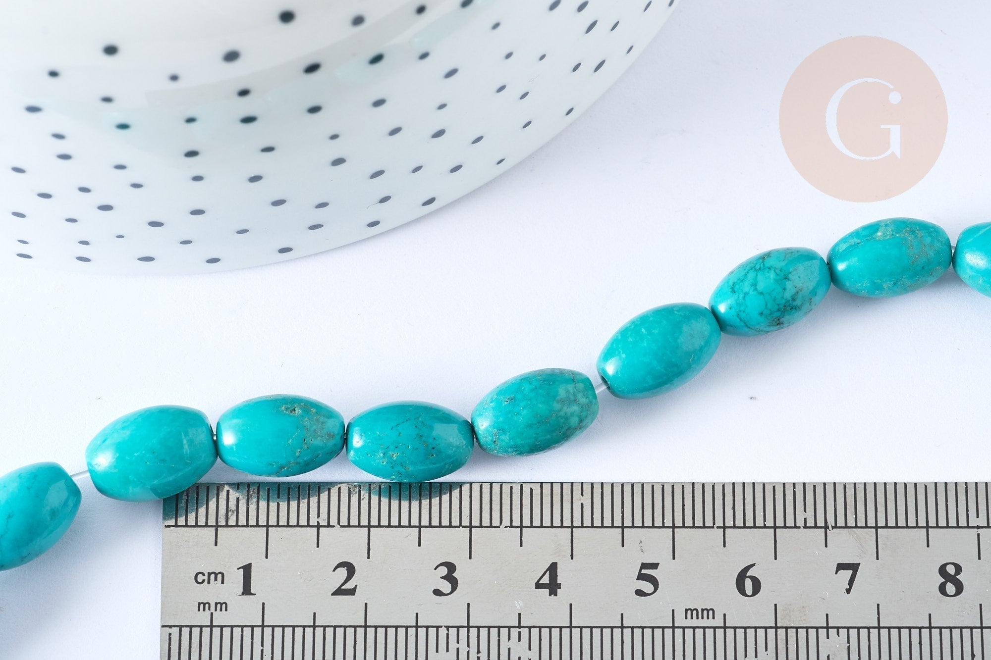 Gingerlily Perles Howlite G8743 perle ovale turquoise foncé 12mm x5