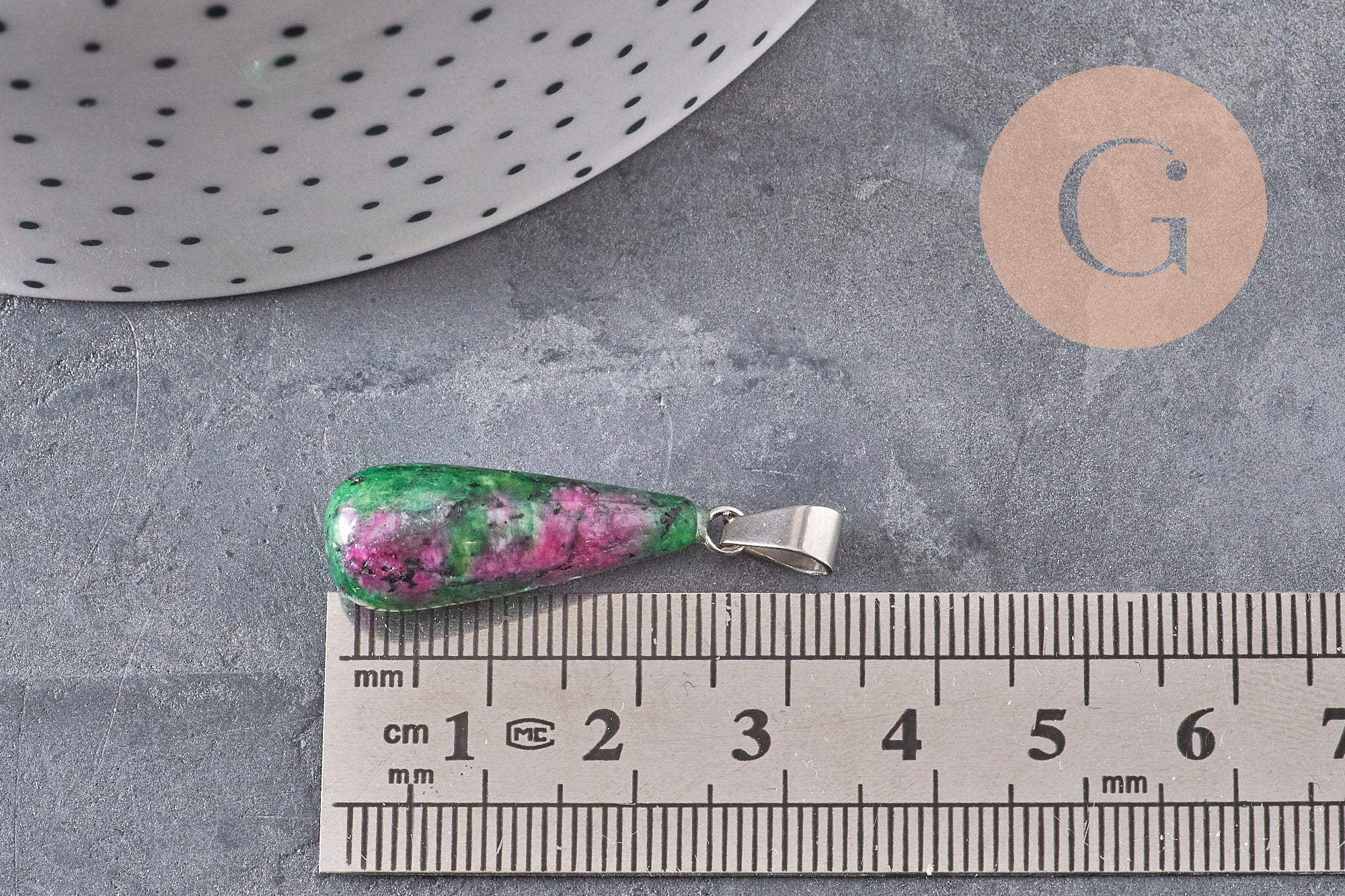 Gingerlily pendentif goutte rubis zoisite 28mm acier x1