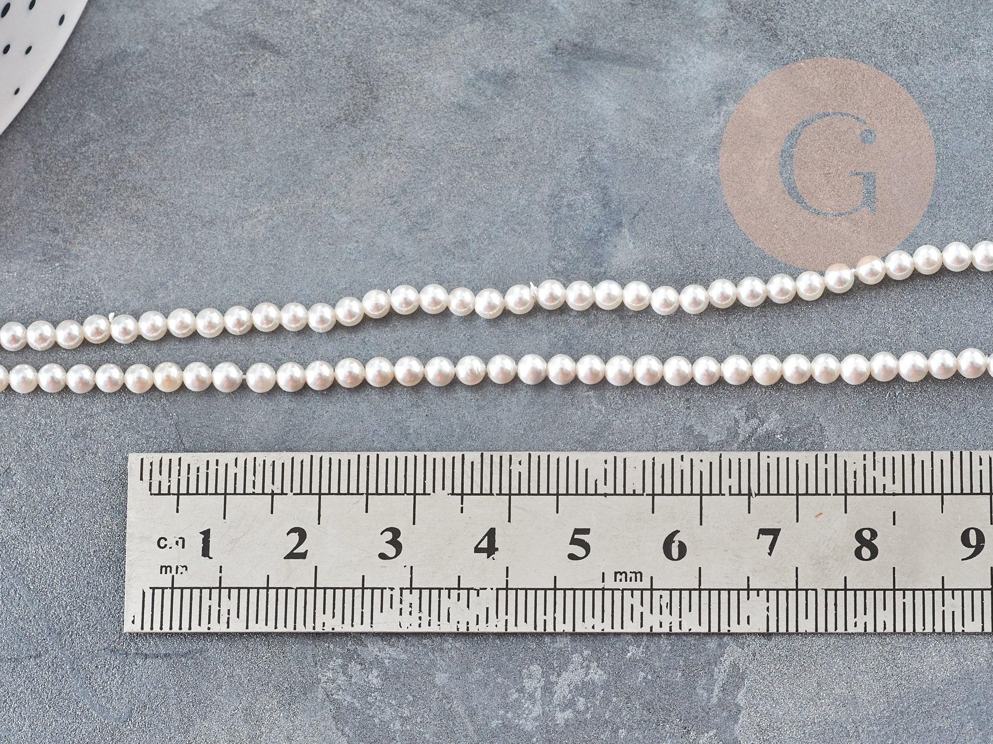Gingerlily Perles rondes nacre blanche naturelle 3mm fil 41cm