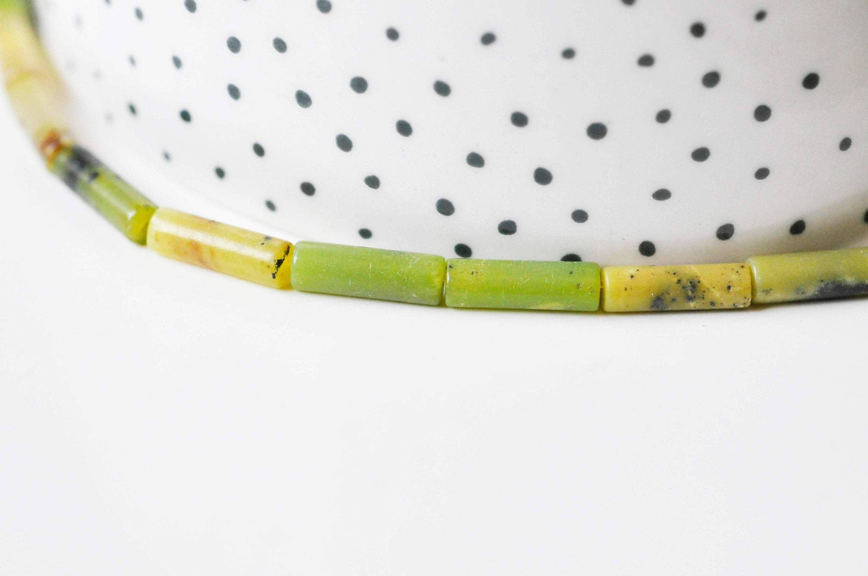 Gingerlily Tube Jade Australien Vert Fil 28 Perles