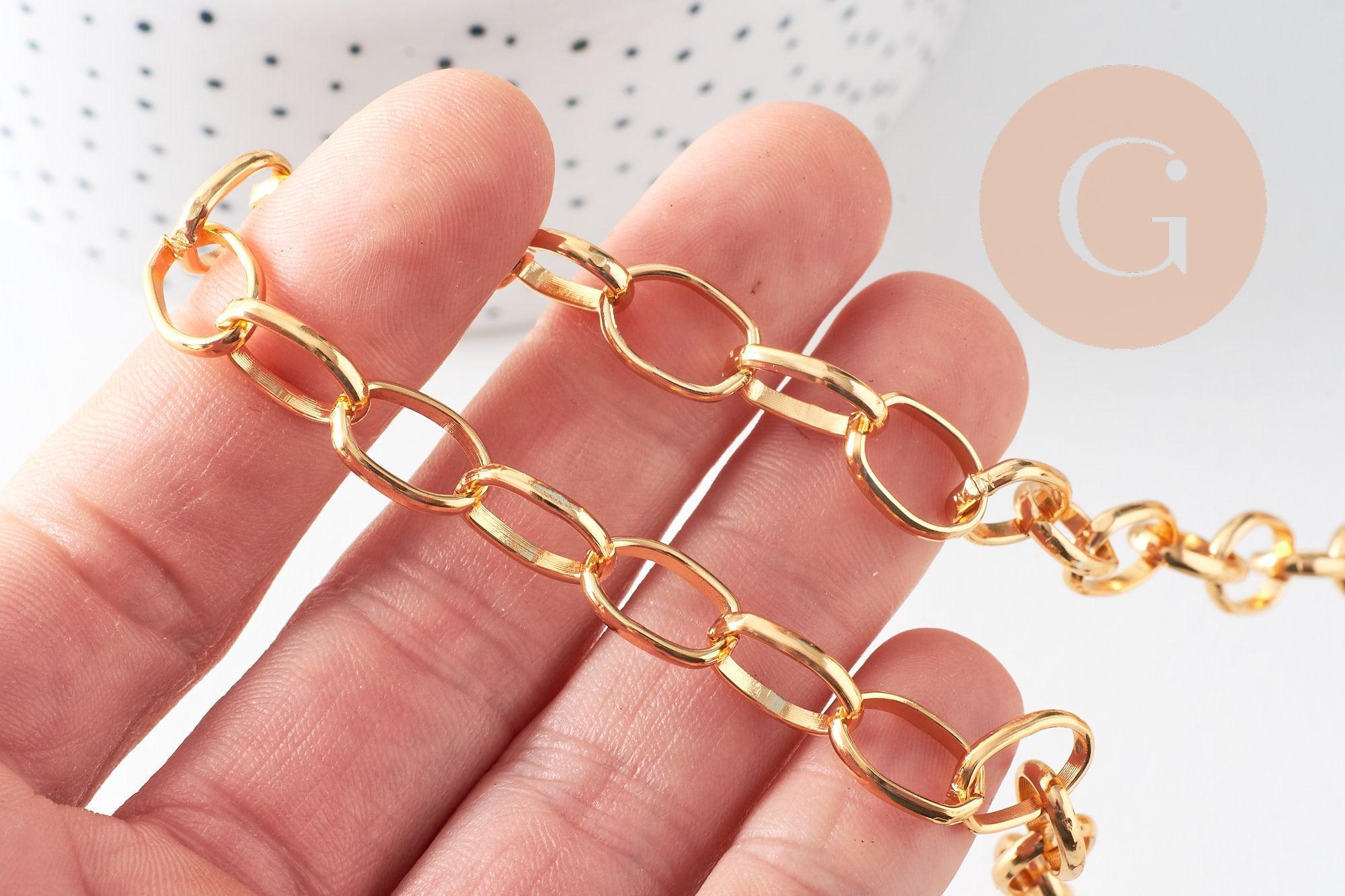 Gingerlily Chaîne Rolo Aluminium Doré 12mm 1 mètre