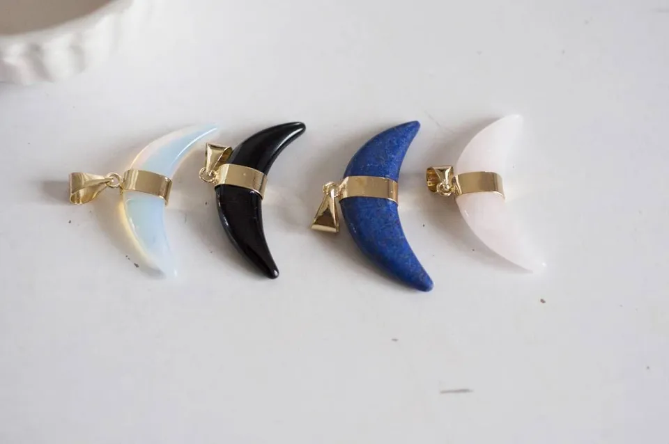 Gingerlily Pendentifs croissant lune pierre naturelle lapis lazuli 43mm