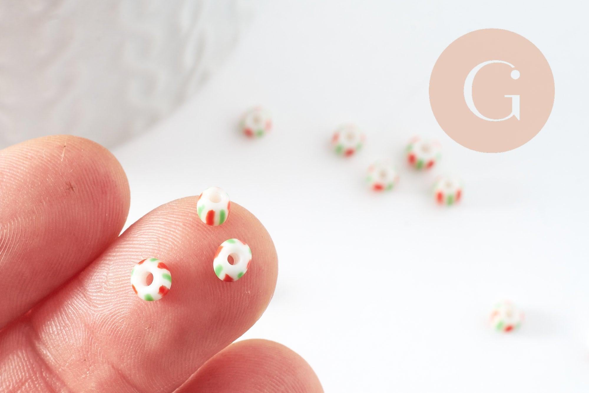 Gingerlily Rocaille G9418 perles verre rayé 3-4,5 mm 10 g