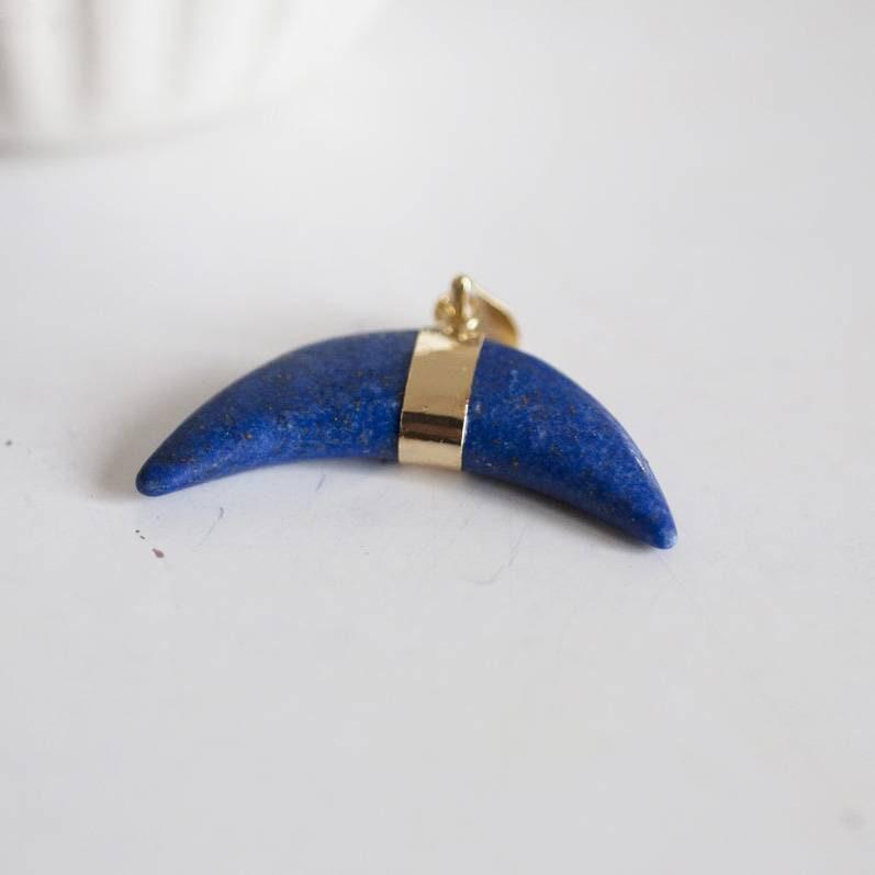 Gingerlily Pendentifs croissant lune pierre naturelle lapis lazuli 43mm