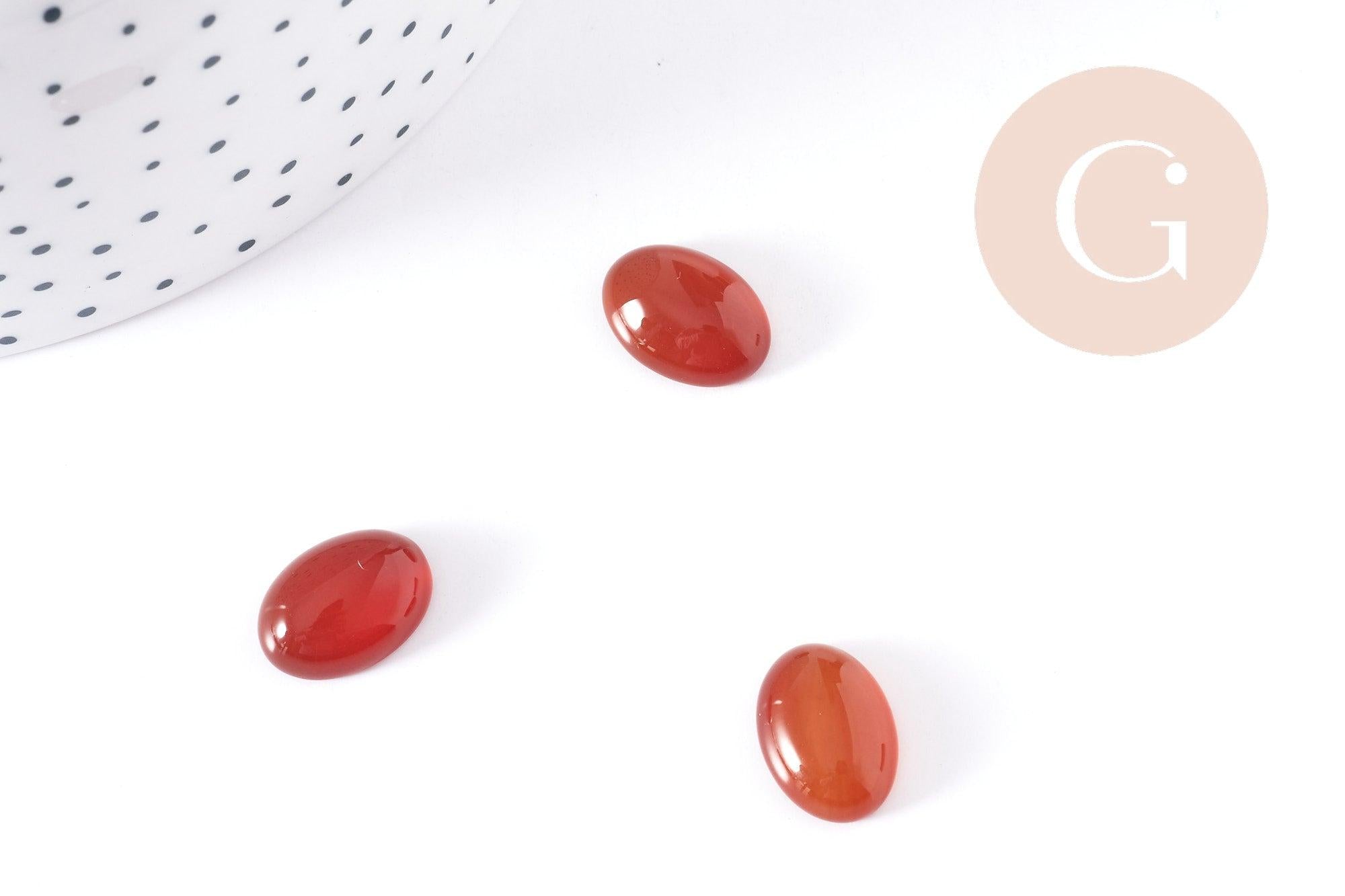 Gingerlily cabochon ovale agate marron-orange 14x10mm x1