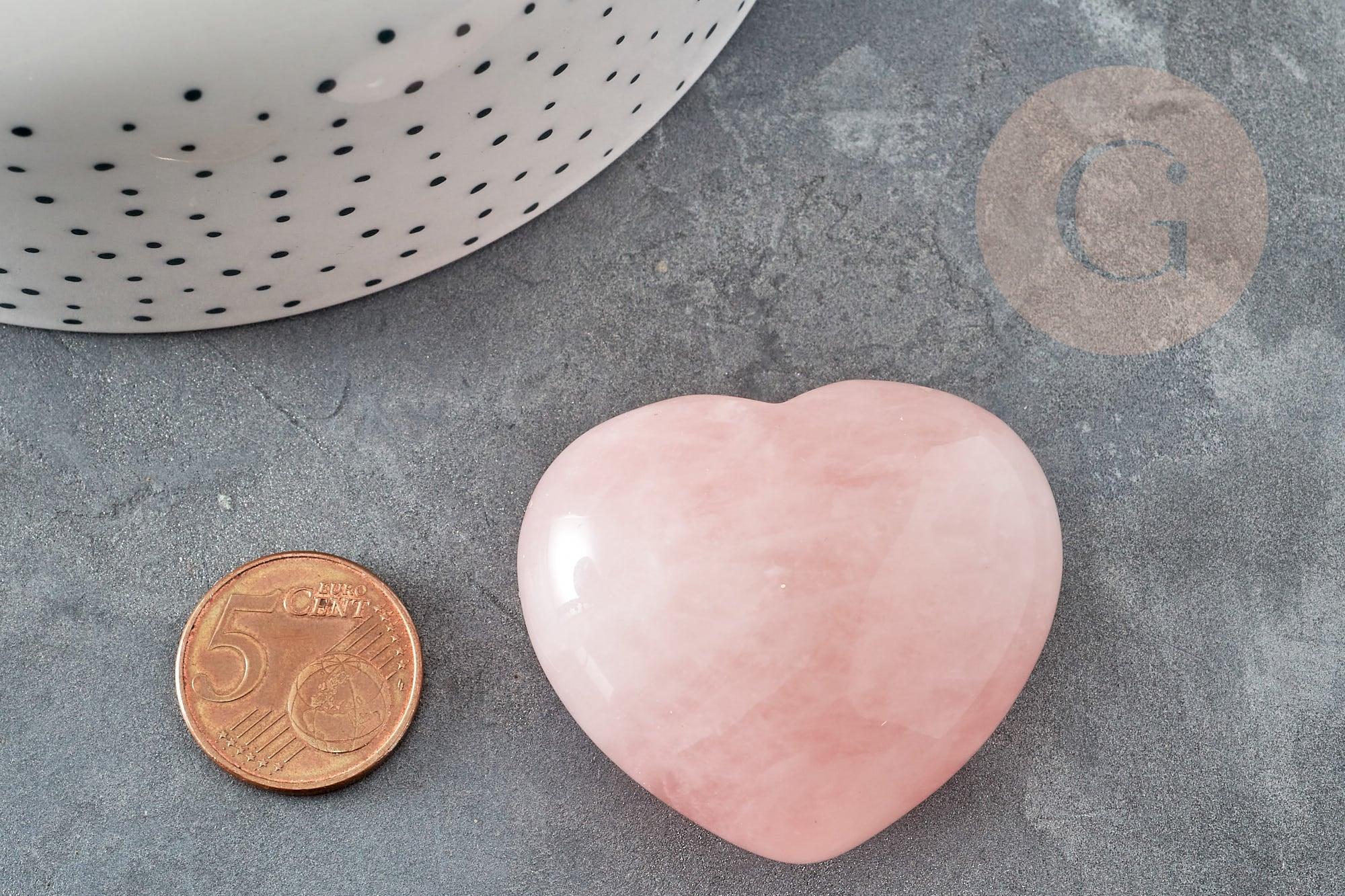 Gingerlily Pierres coeur quartz rose naturel 45 mm x1