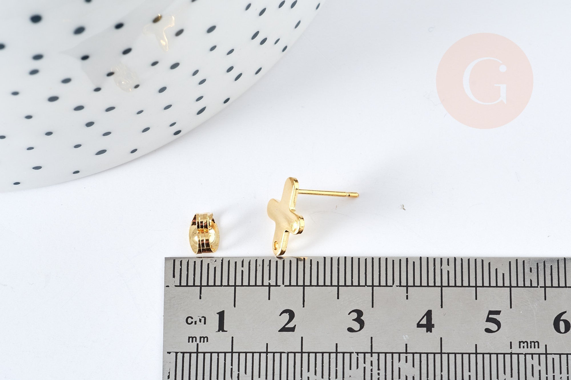Gingerlily Puces Croix Acier Doré 12 mm la Paire