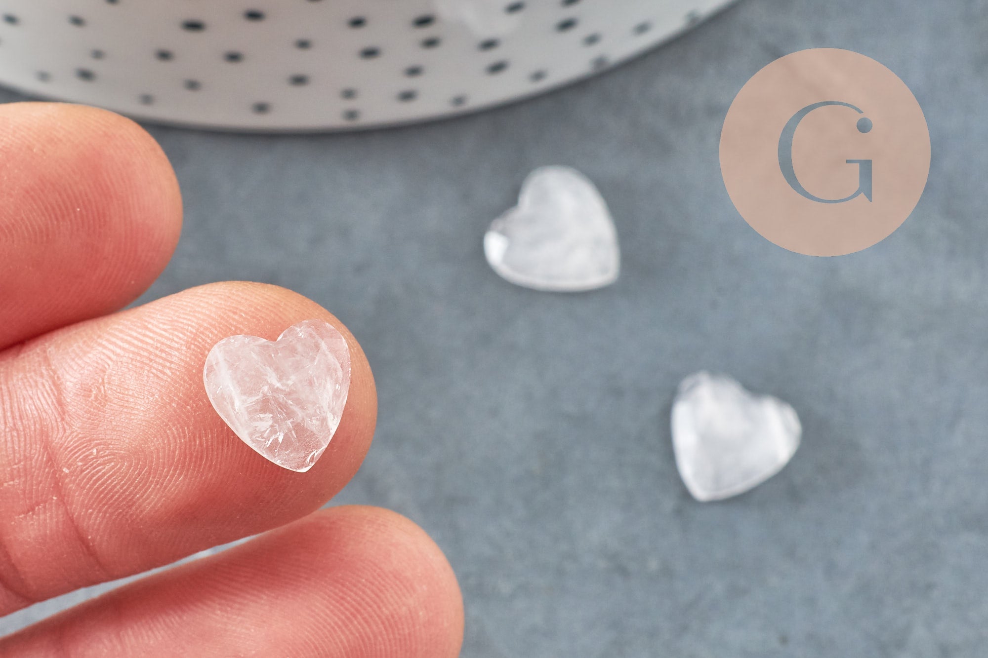 Gingerlily Cabochon cœur quartz rose G8877 facetté 10mm x1