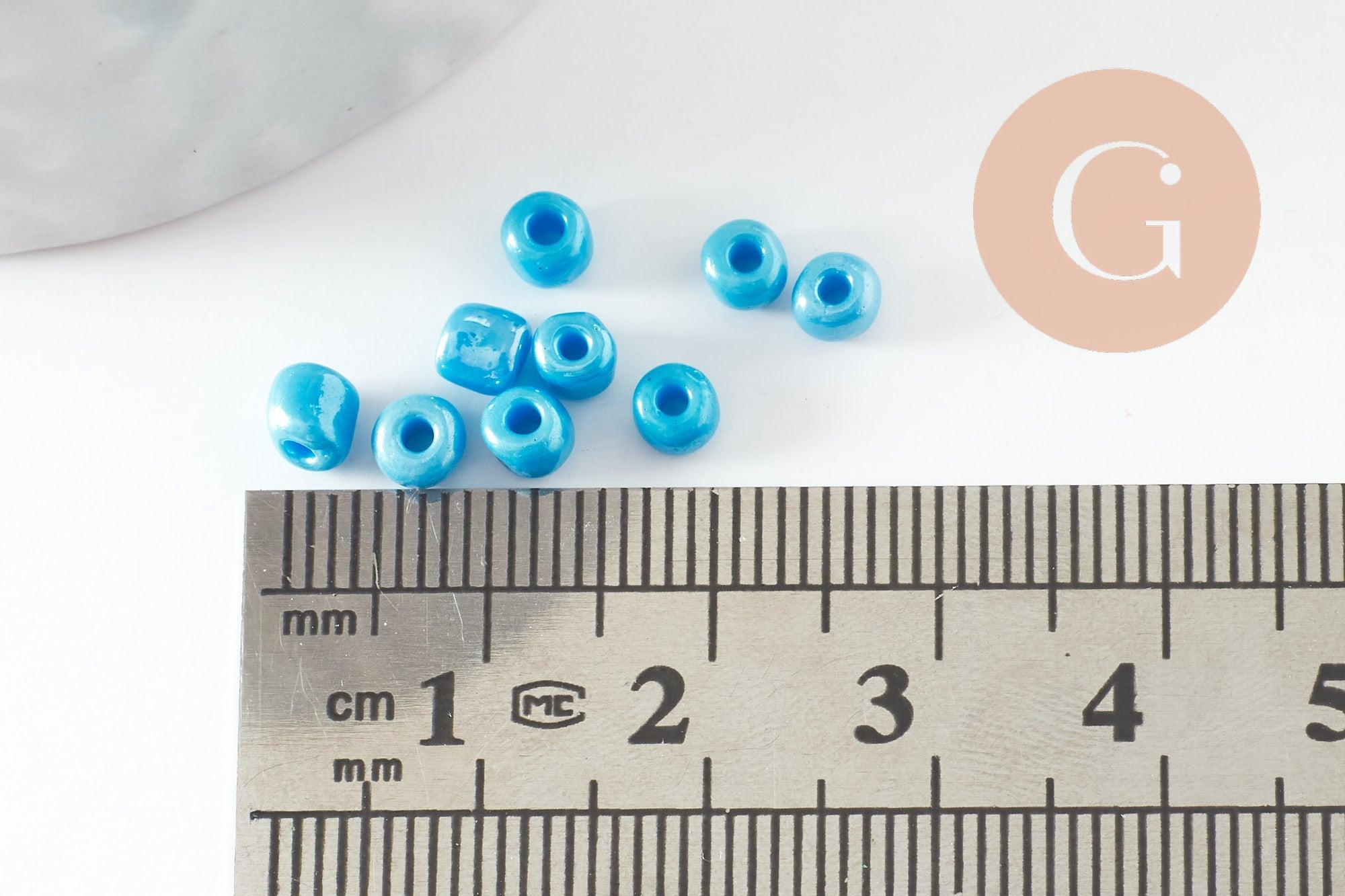 Gingerlily G9630 grosses perles rocaille bleu nacré 4mm