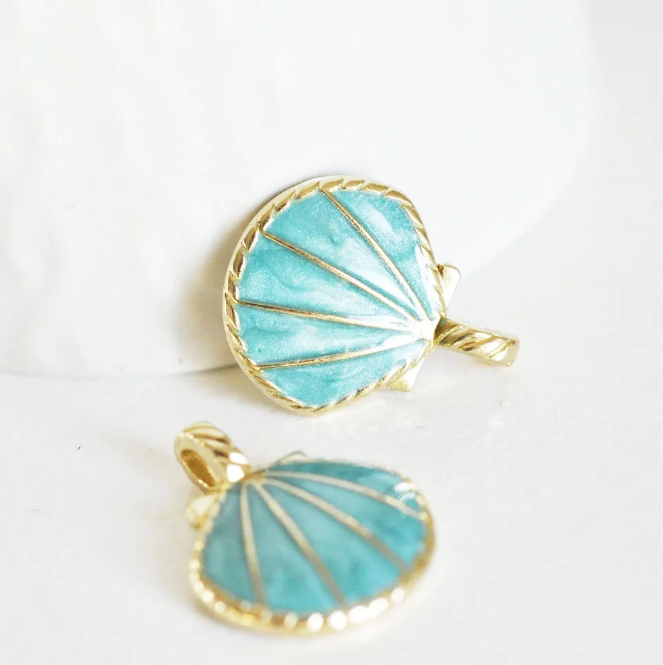 Gingerlily Pendentifs G2958 pendentif coquillage bleu ciel 24mm x2