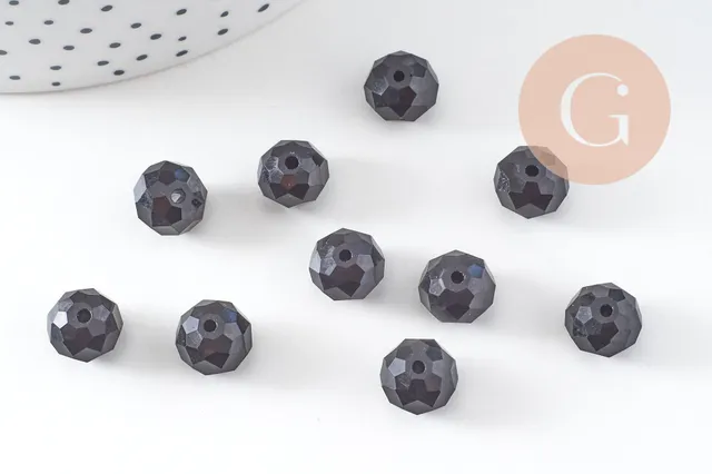 Gingerlily cristal perles noires facettées 10mm x10