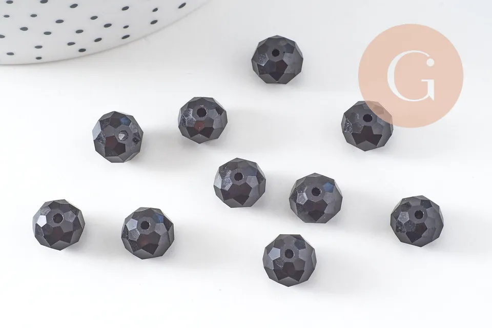 Gingerlily cristal perles noires facettées 10mm x10