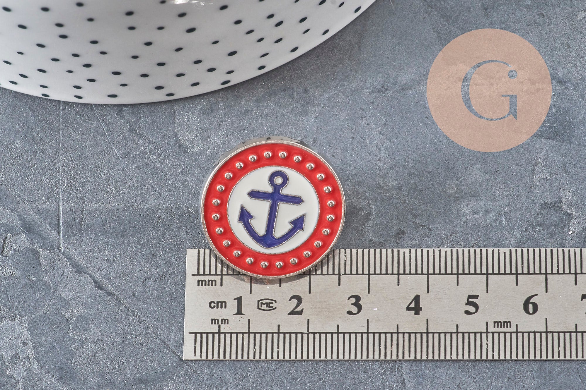 Gingerlily Perles G11237 broche pin's écusson marin ancre 25mm