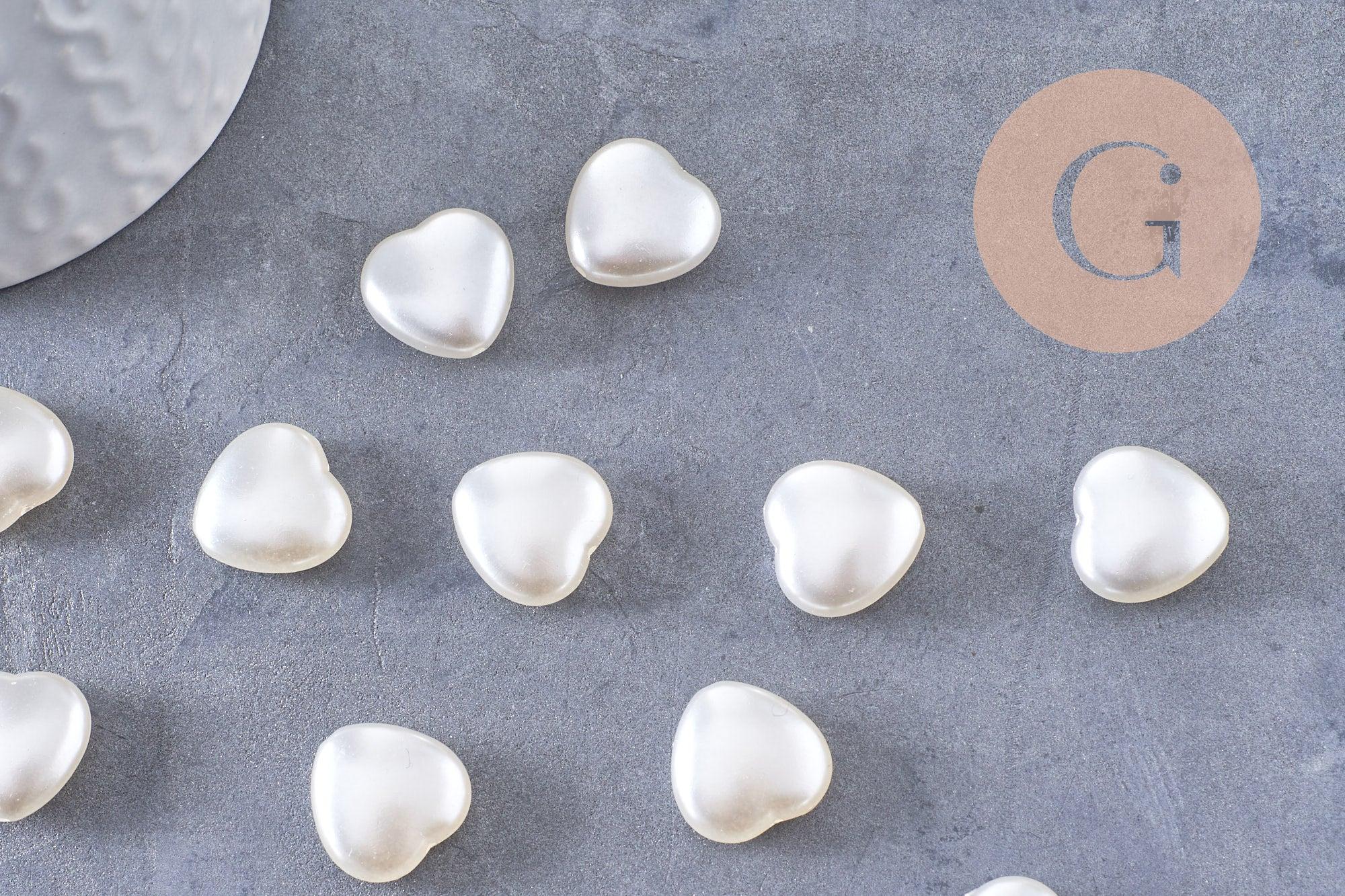 Gingerlily Perle coeur plastique perles 15mm blanc nacré x10