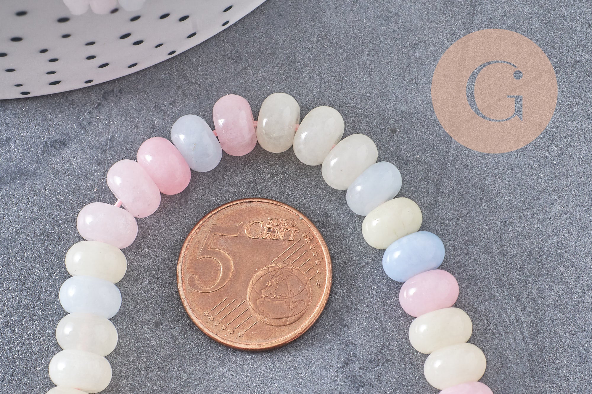 Gingerlily Perles DIY Perle rondelle jade pastel 8x5mm fil