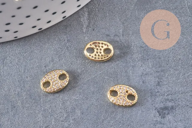 Gingerlily ovale pendentif connecteur laiton zircon 10,5mm