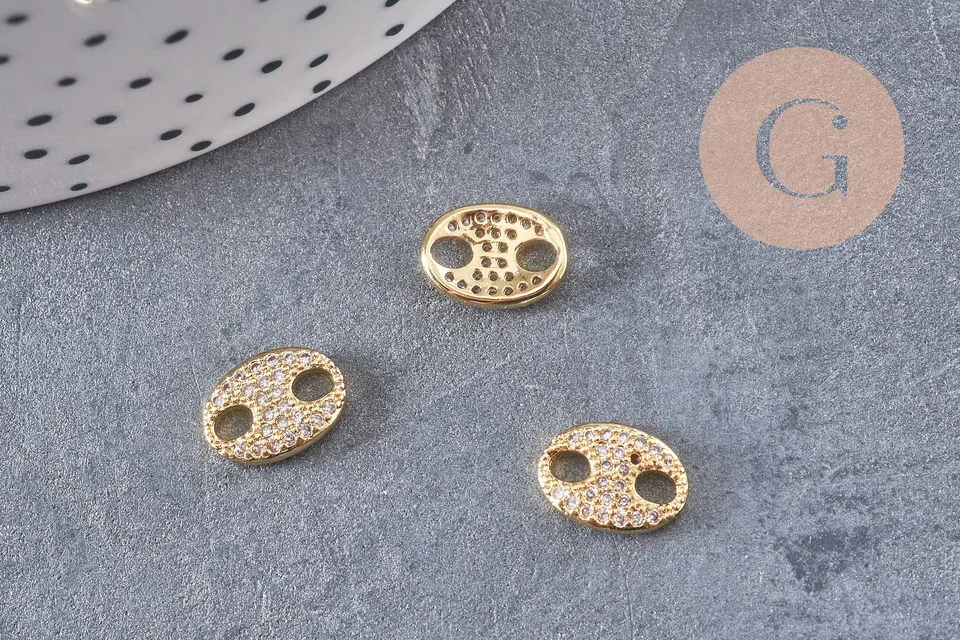 Gingerlily ovale pendentif connecteur laiton zircon 10,5mm