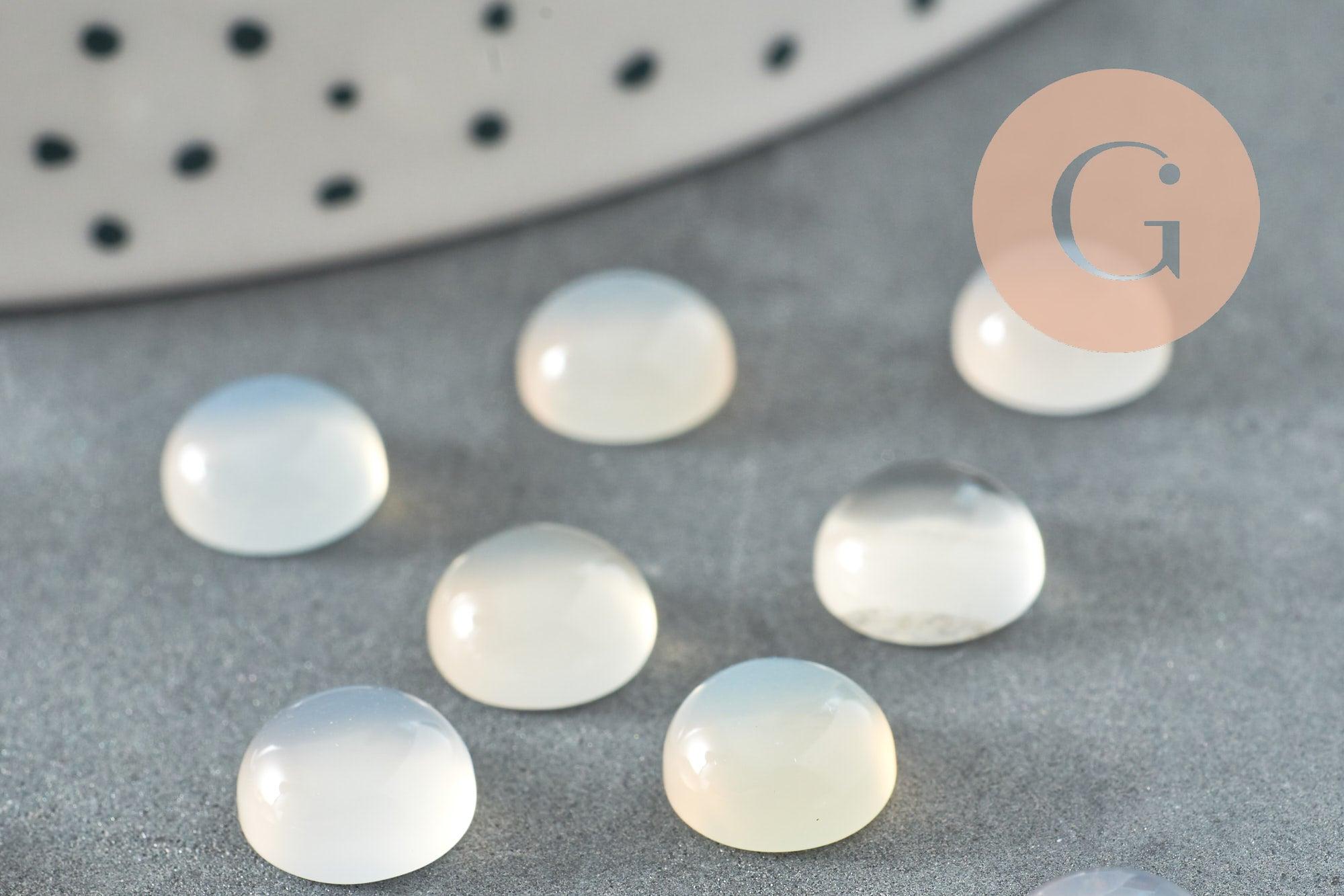 Gingerlily Cabochon rond G10031 agate blanche 8mm unité
