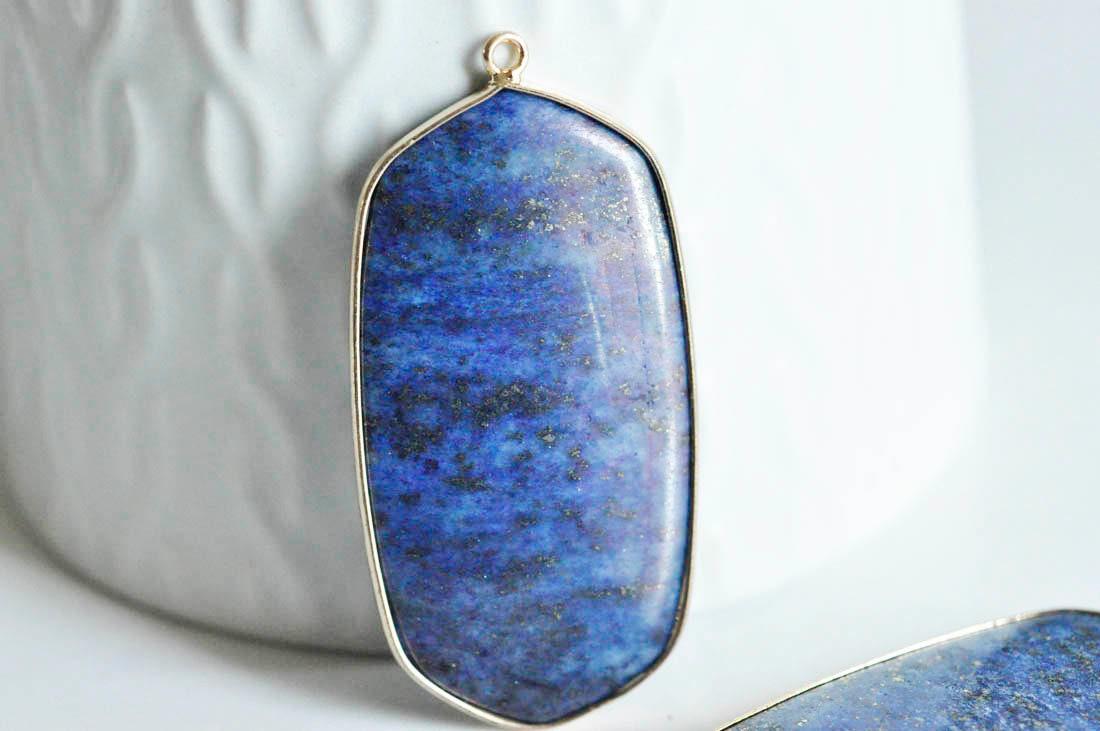 Gingerlily Pendentif ovale lapis-lazuli bleu 49mm pierre naturelle