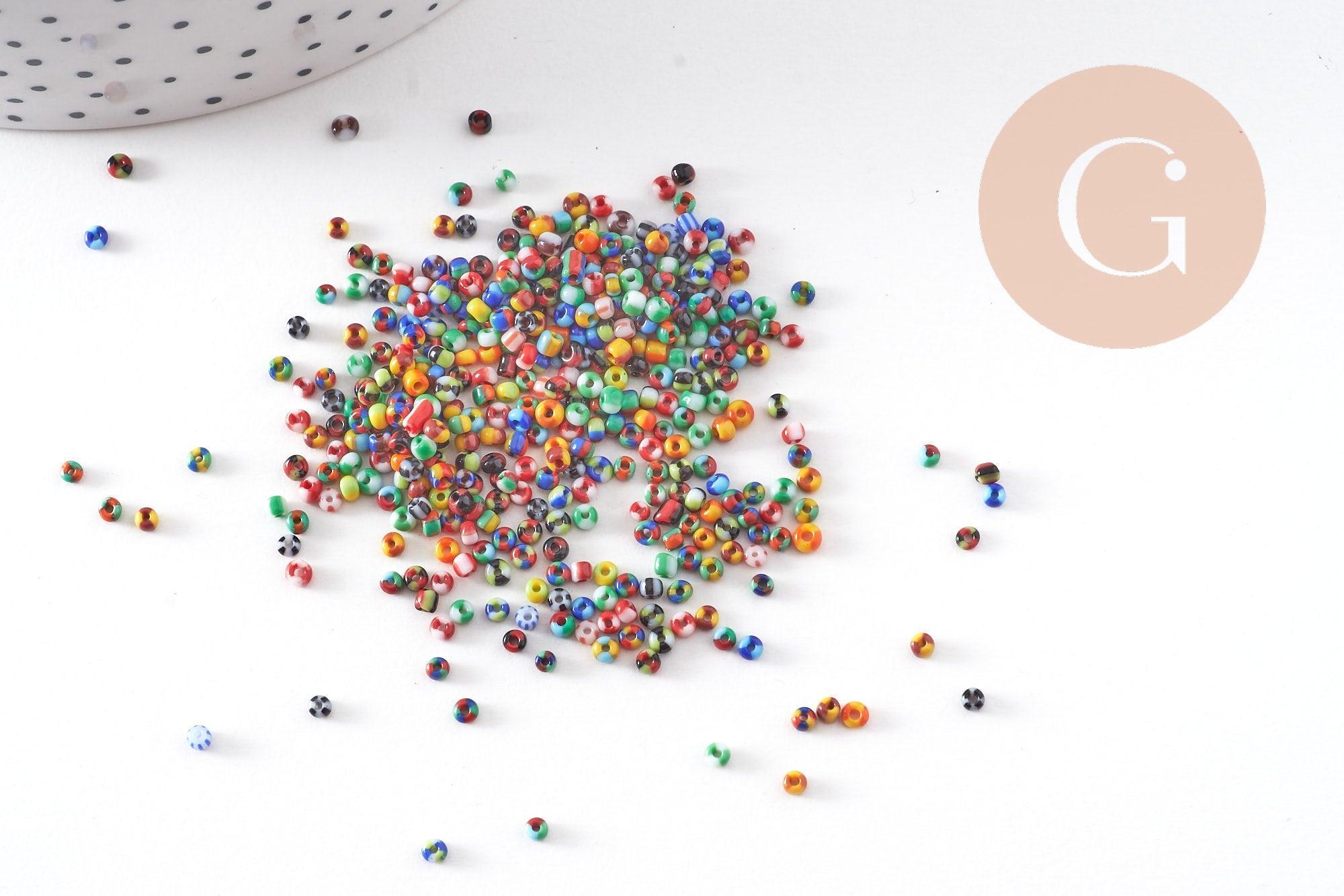 Gingerlily Perles G10934 rocaille rayée multicolore 2mm 10g