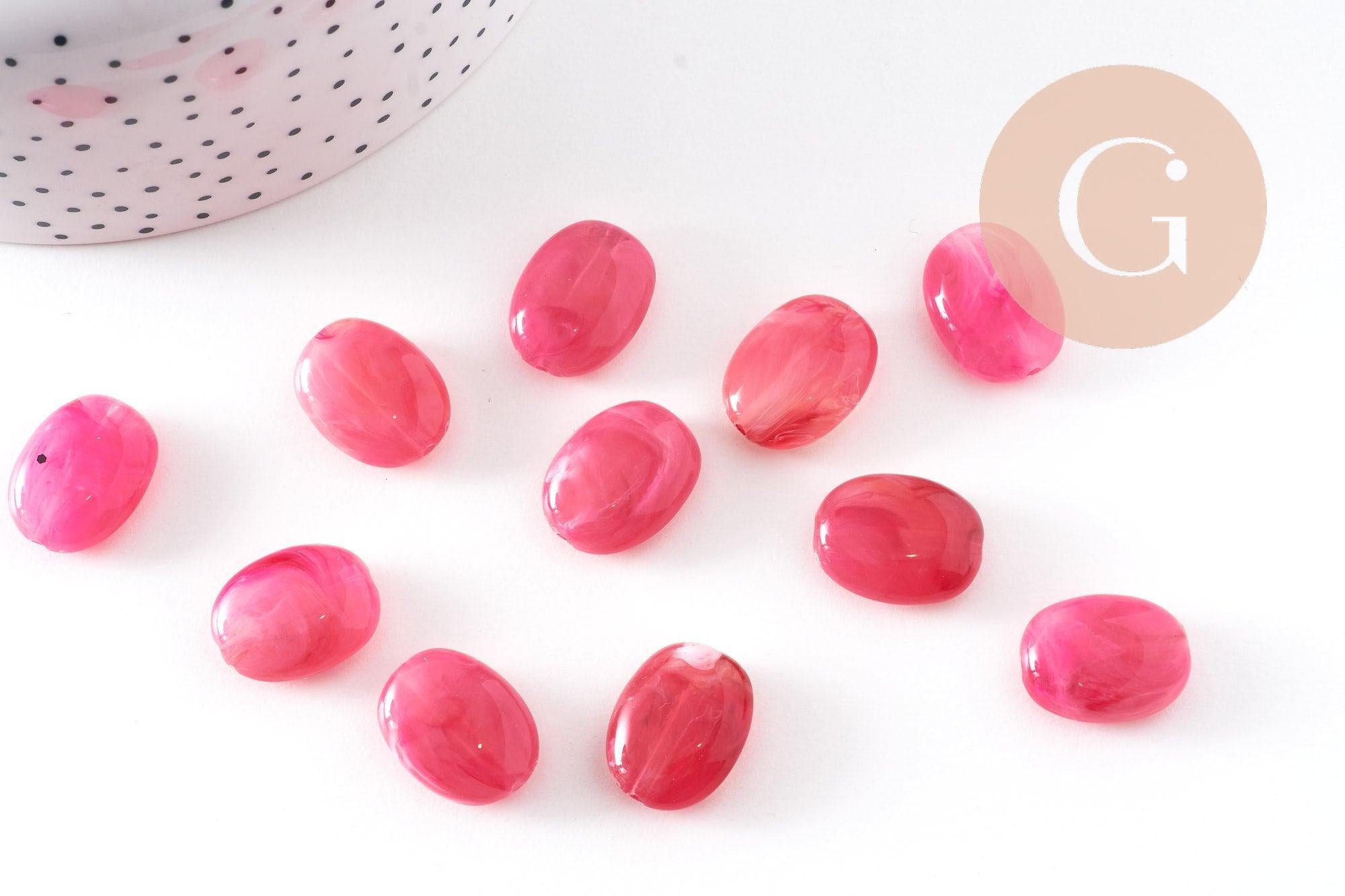 Gingerlily G10489 perle acrylique ovale rouge lot 10