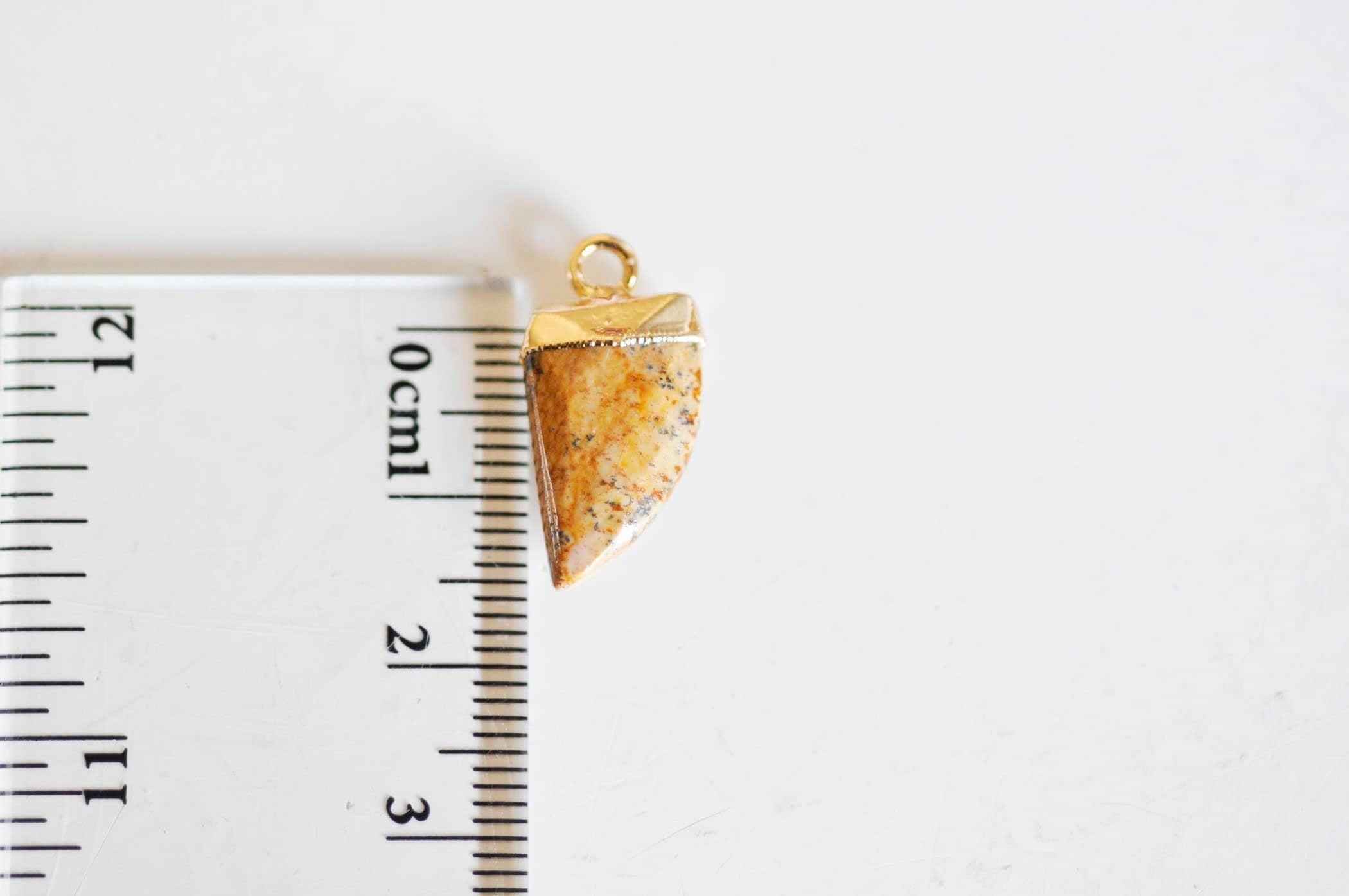 Gingerlily Perles G1213 pendentif corne jaspe marron 21mm