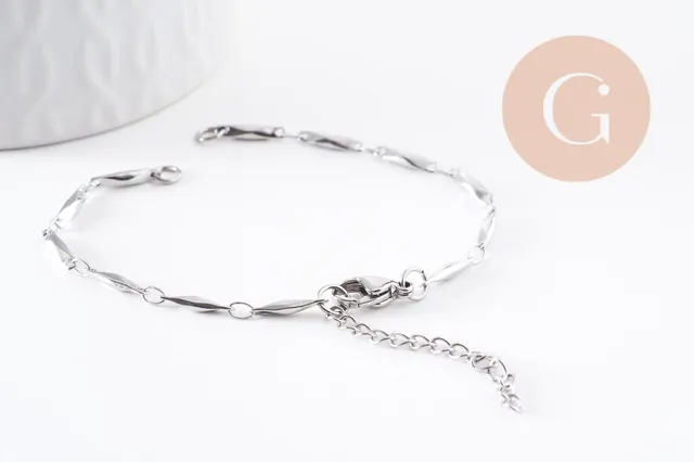 Gingerlily Apprêts G10054 base bracelet acier 17,3 cm platine