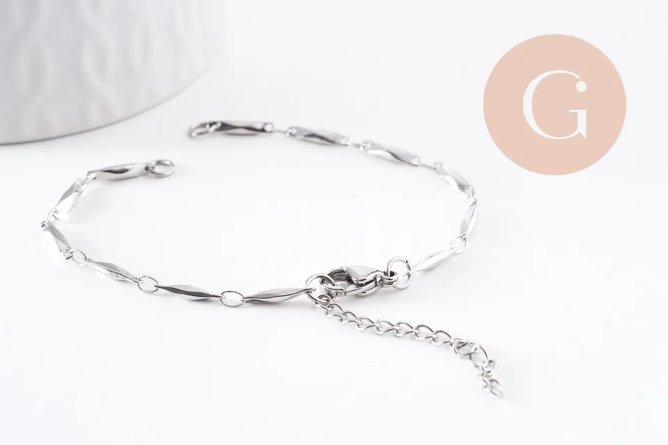 Gingerlily Apprêts G10054 base bracelet acier 17,3 cm platine