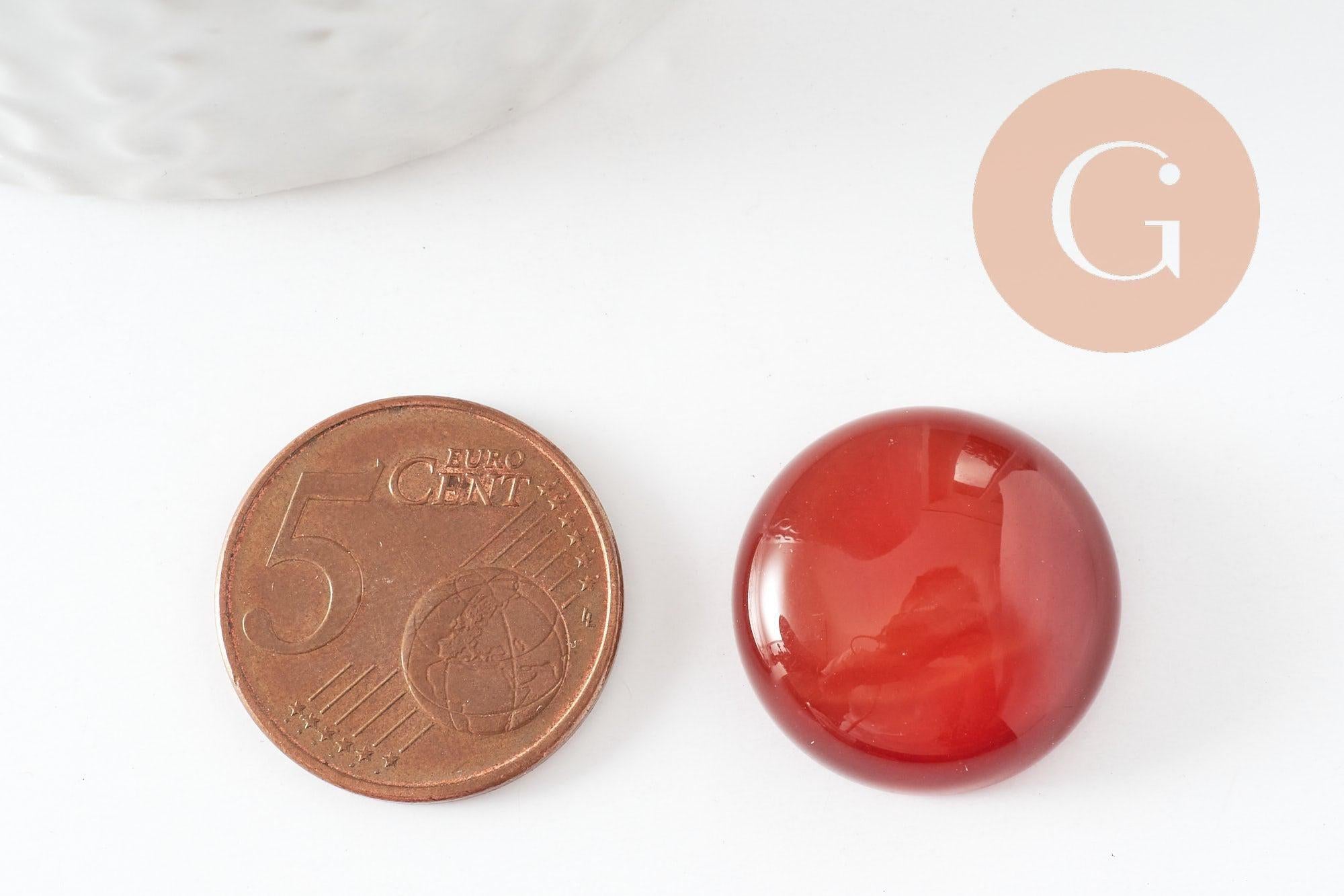 Gingerlily cabochon rond cornaline naturelle 20mm x1 orange