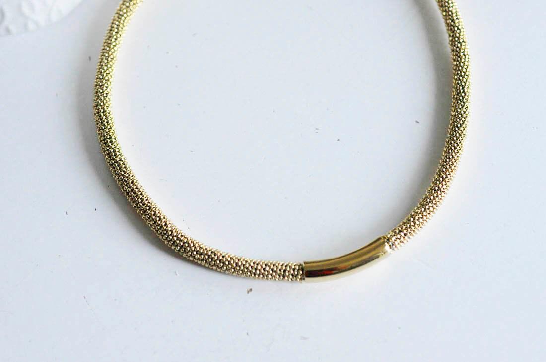 Gingerlily Chaînes collier acier doré 14k boule 7mm 45cm complet