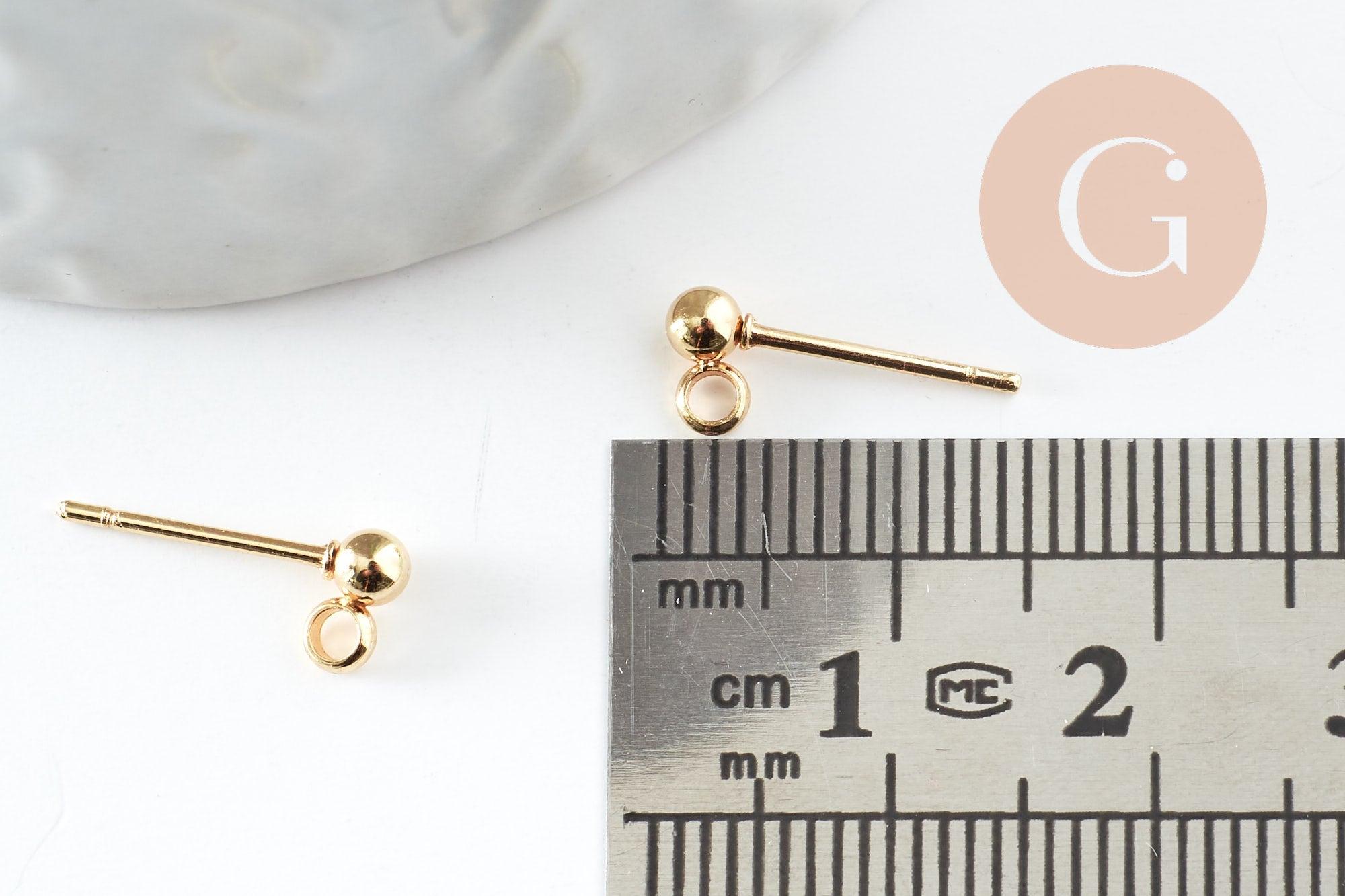 Gingerlily Clous oreille G9689 acier doré boule 3mm x10