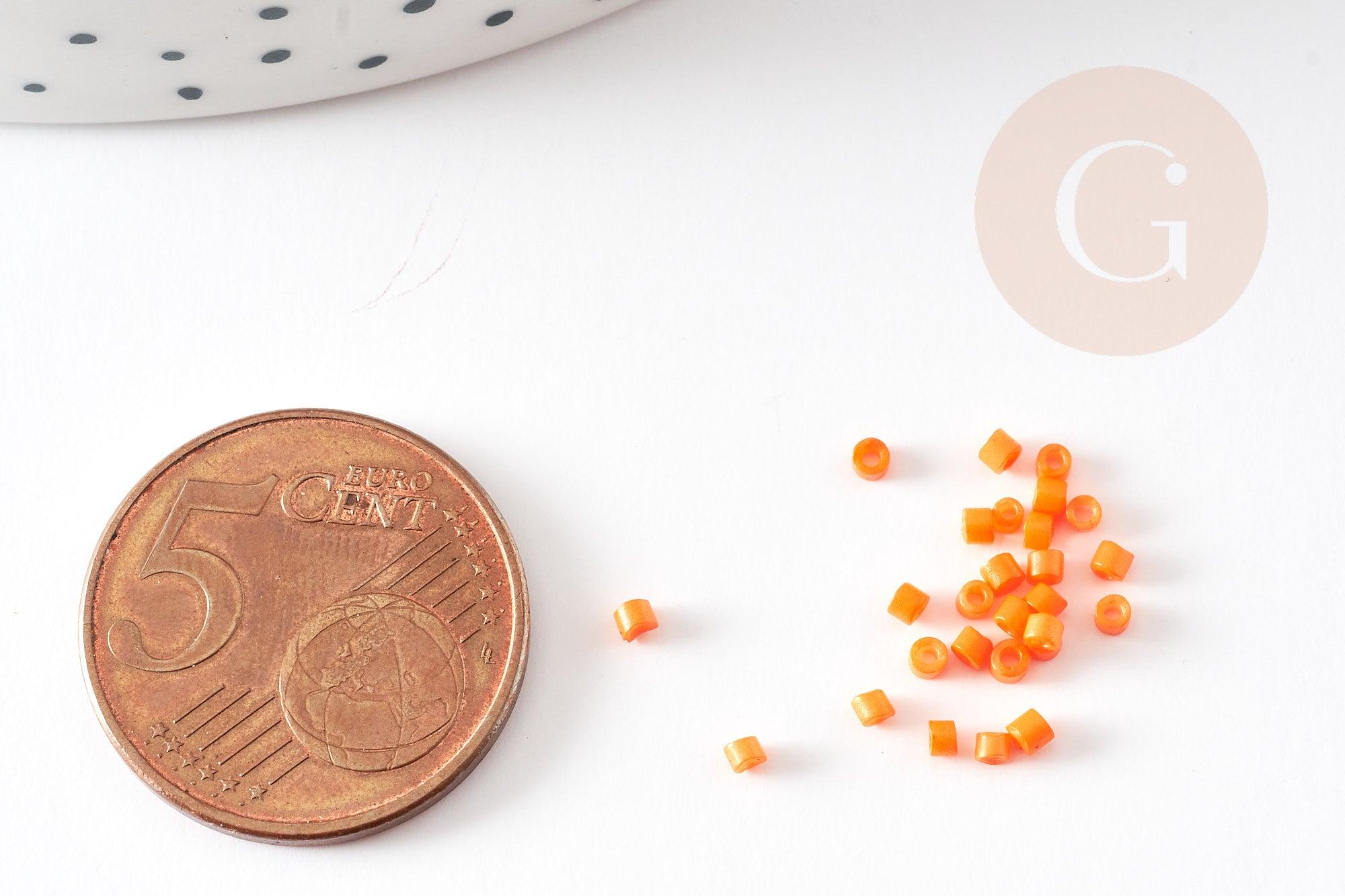 Gingerlily Perles rocaille tube verre orange opaque 2mm sachet 8g