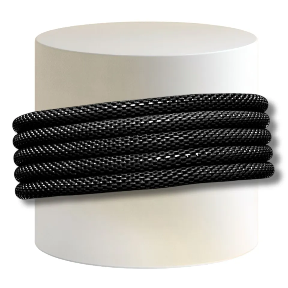 ARTSHOP Cotte de Mailles 24 Bracelet Élastique Noir Brillant