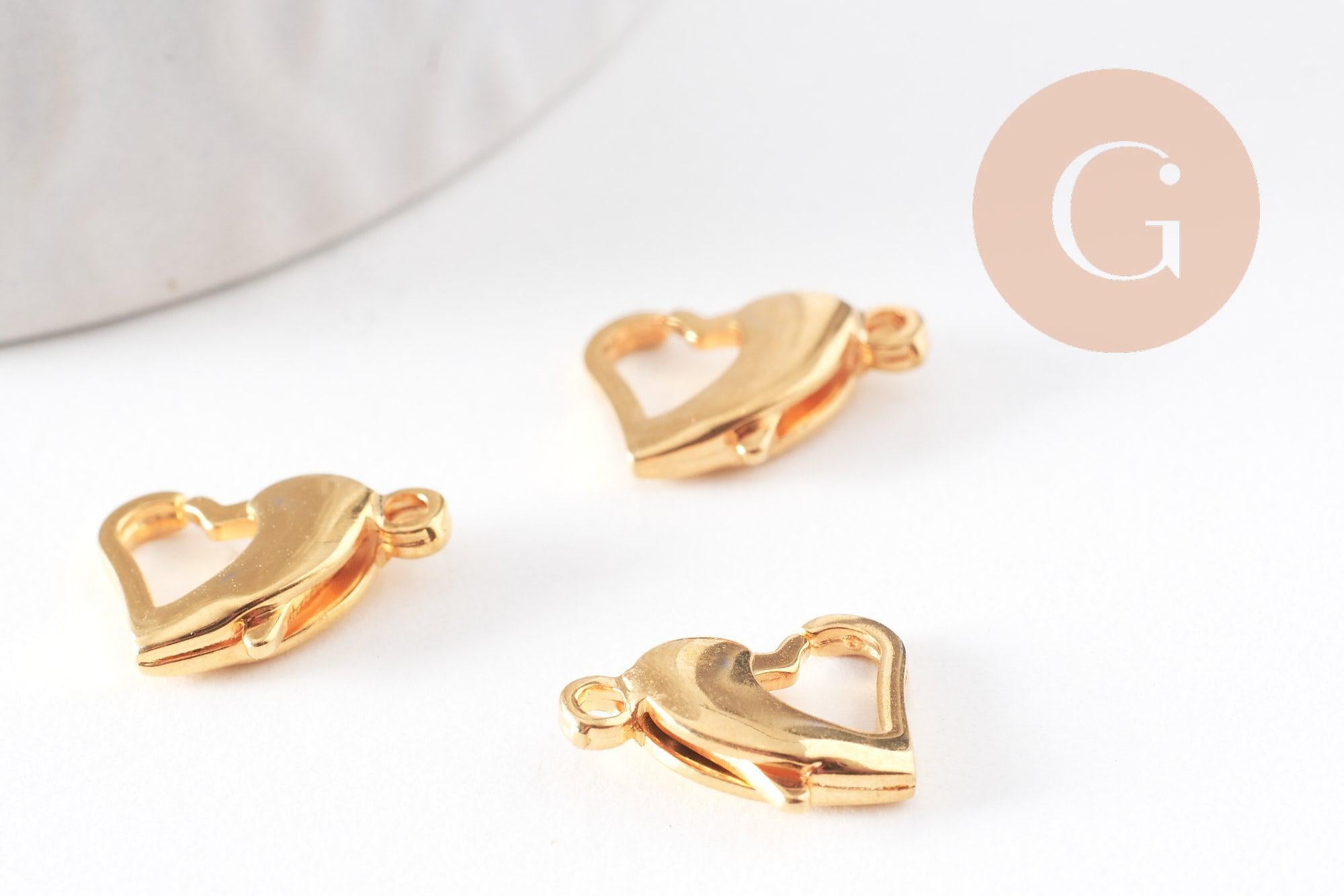 Gingerlily Apprêts fermoir mousqueton cœur doré 14mm x5 acier