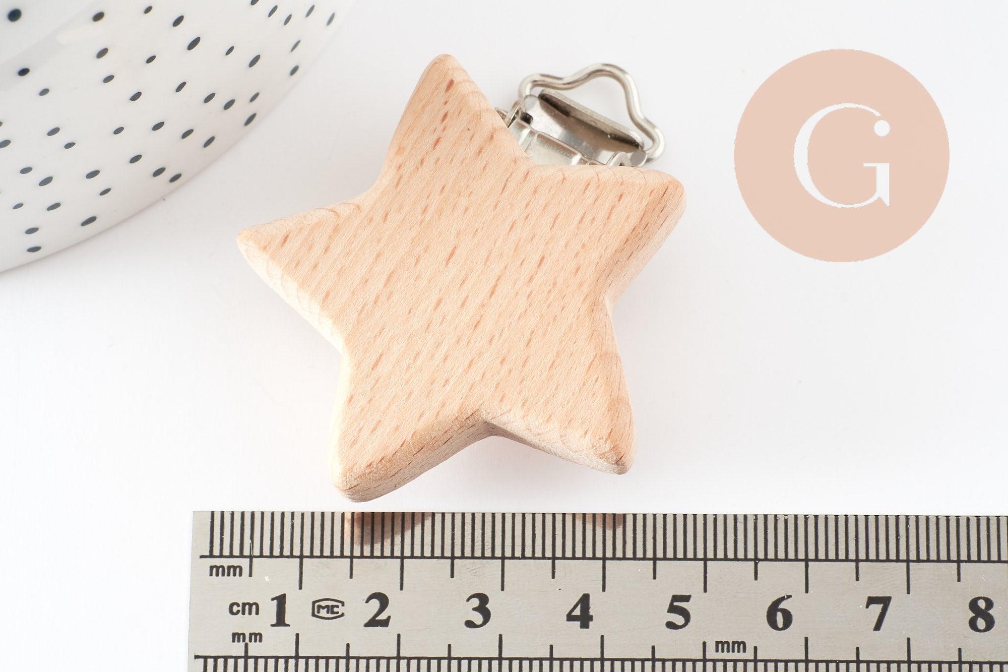 Gingerlily Accessoires G9599 porte-tétine étoile bois 52 mm