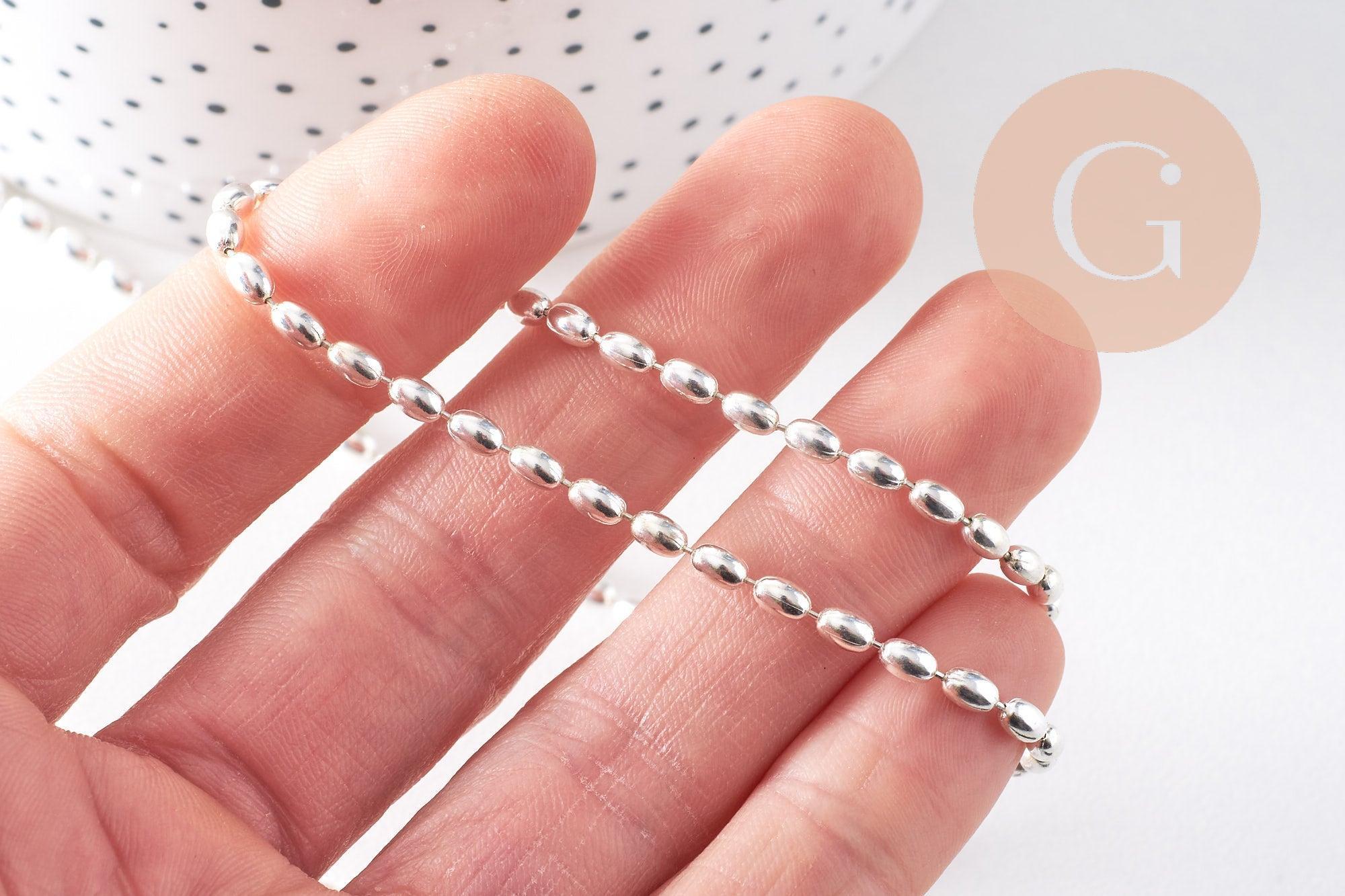 Gingerlily Chaîne boule ovale laiton platine 4.6mm 1m