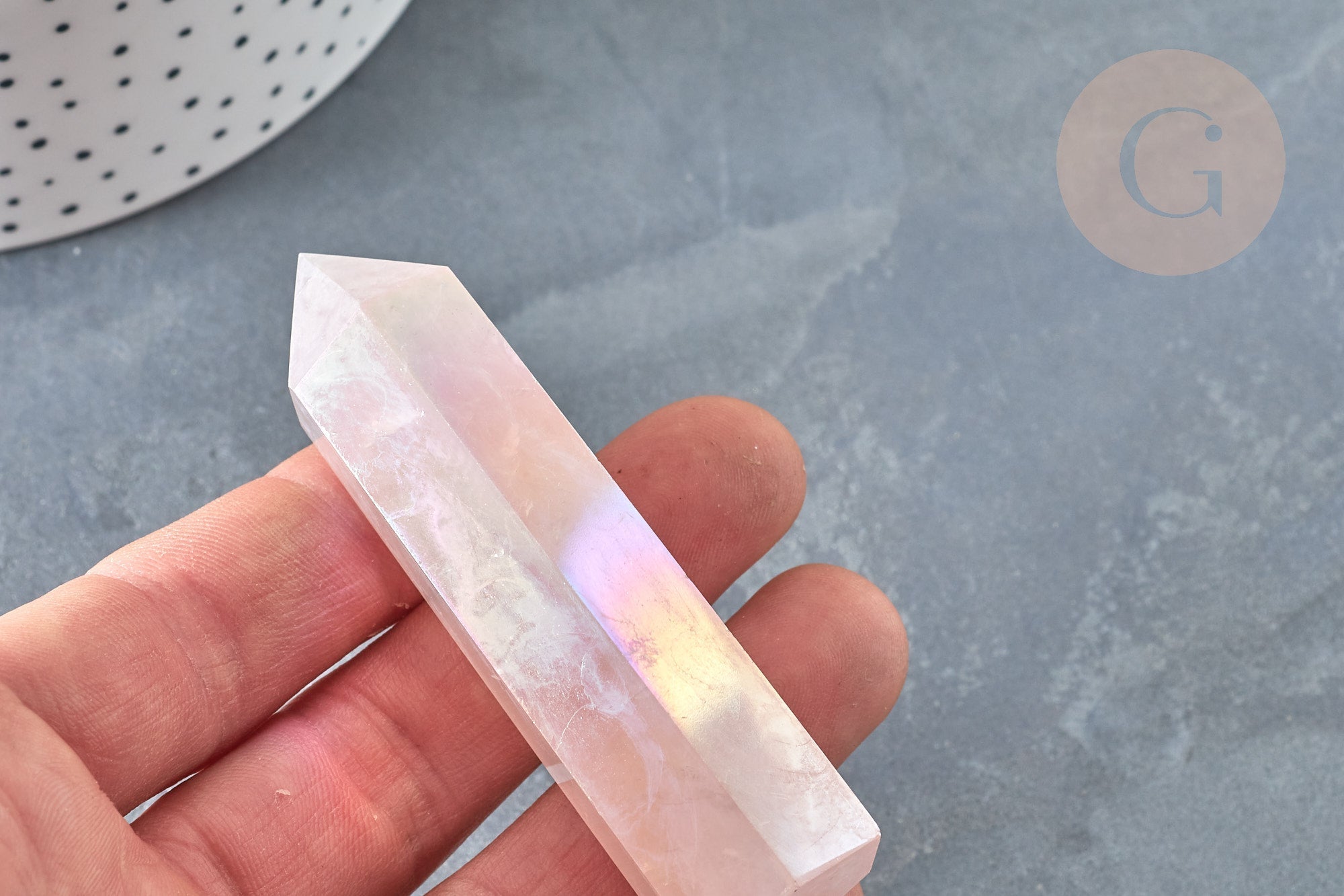 Gingerlily G7211 pointe quartz ange aura rose 71-80mm x1