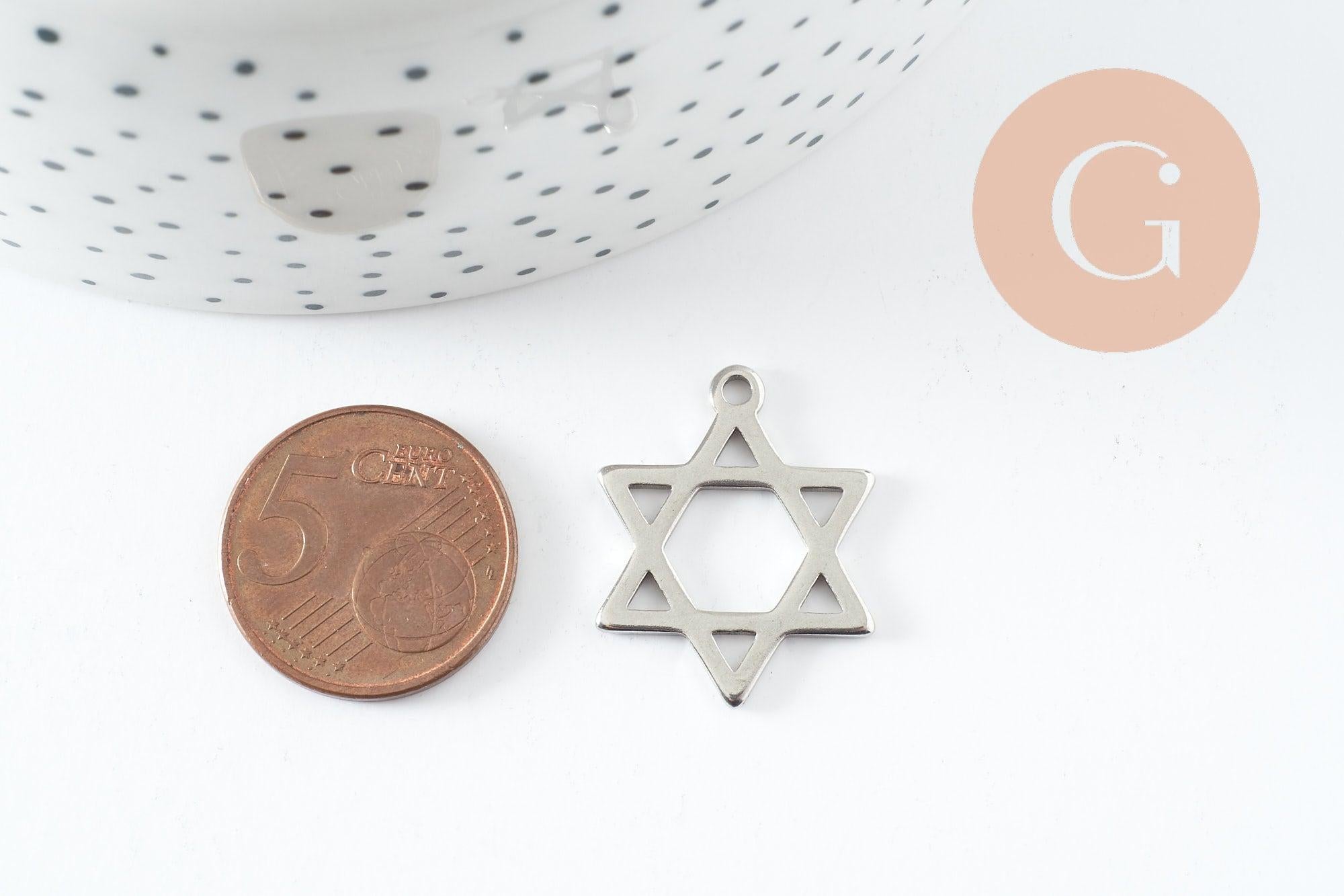 Gingerlily Pendentif étoile David acier argent 25mm G9824