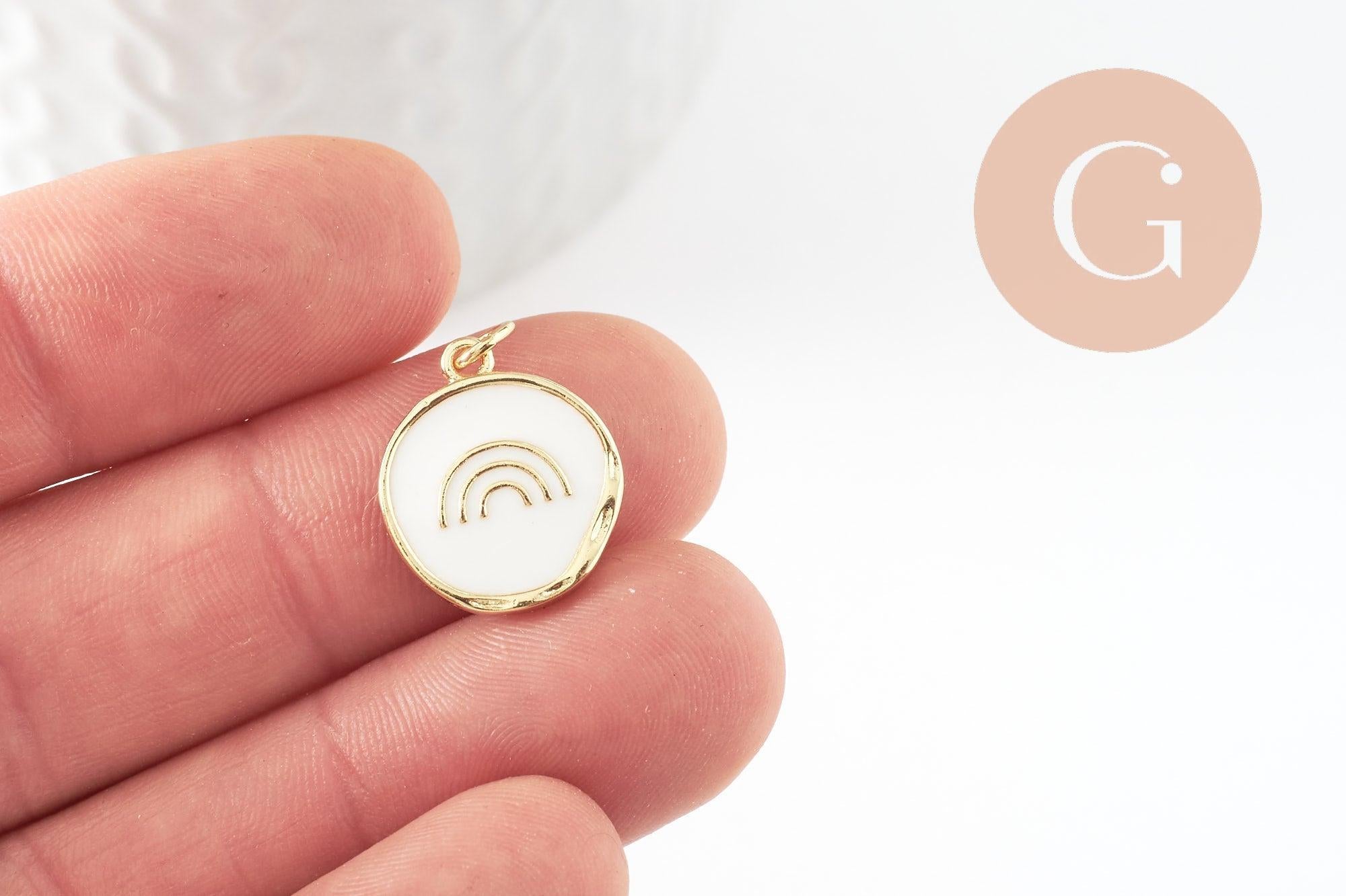 Gingerlily G9733 pendentif médaille arc-en-ciel blanc 18mm