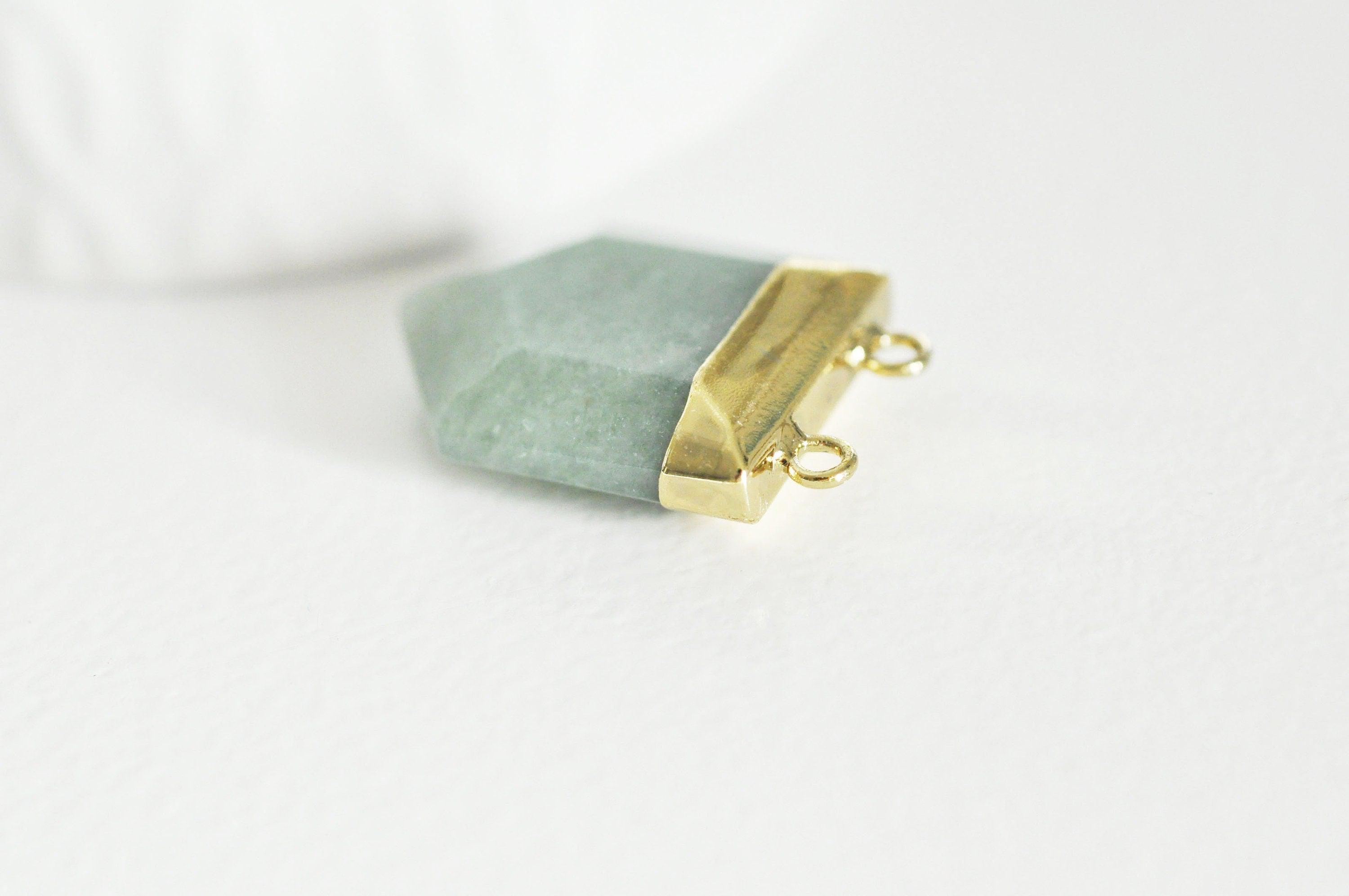 Gingerlily Pendentifs Pendentif aventurine hexagone doré 28mm G2983